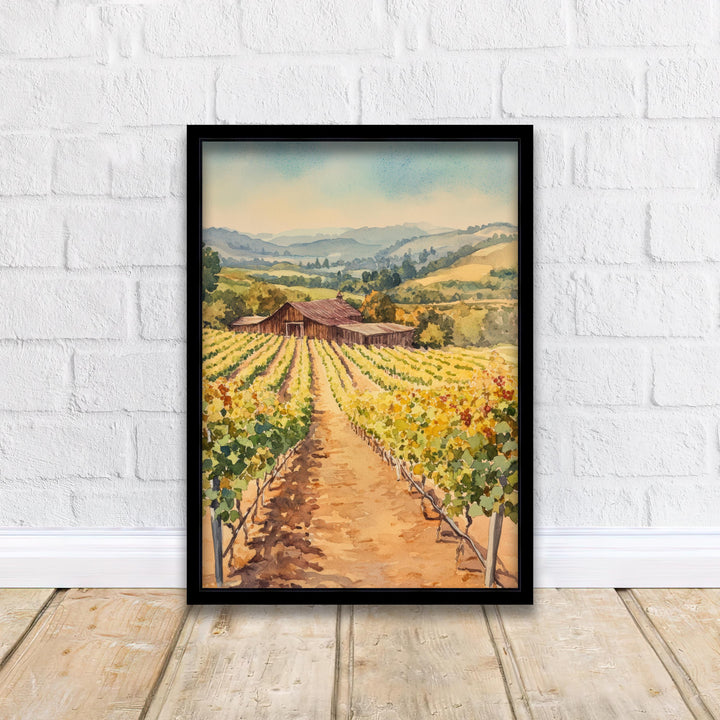 Sonoma County Watercolor Painting Wall Art Sonoma County Poster California Wine Country Art Nature Lover Gift Watercolor Art Landscape