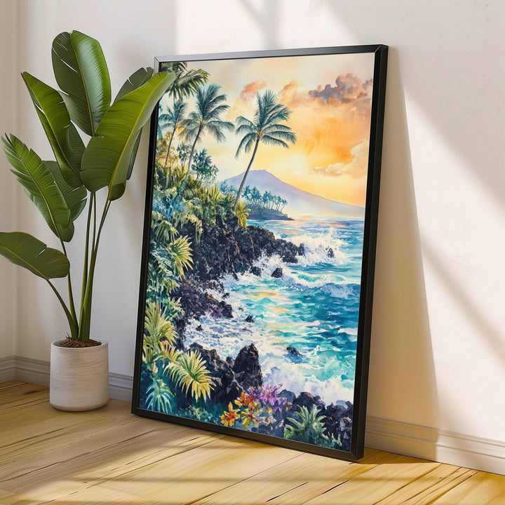 Big Island Hawaii Watercolor Painting Wall Art Big Island Poster Hawaii Coastal Art Watercolor Art Tropical Nature Lover Gift