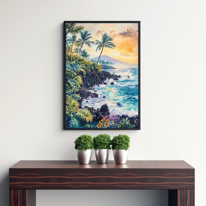 Big Island Hawaii Watercolor Painting Wall Art Big Island Poster Hawaii Coastal Art Watercolor Art Tropical Nature Lover Gift