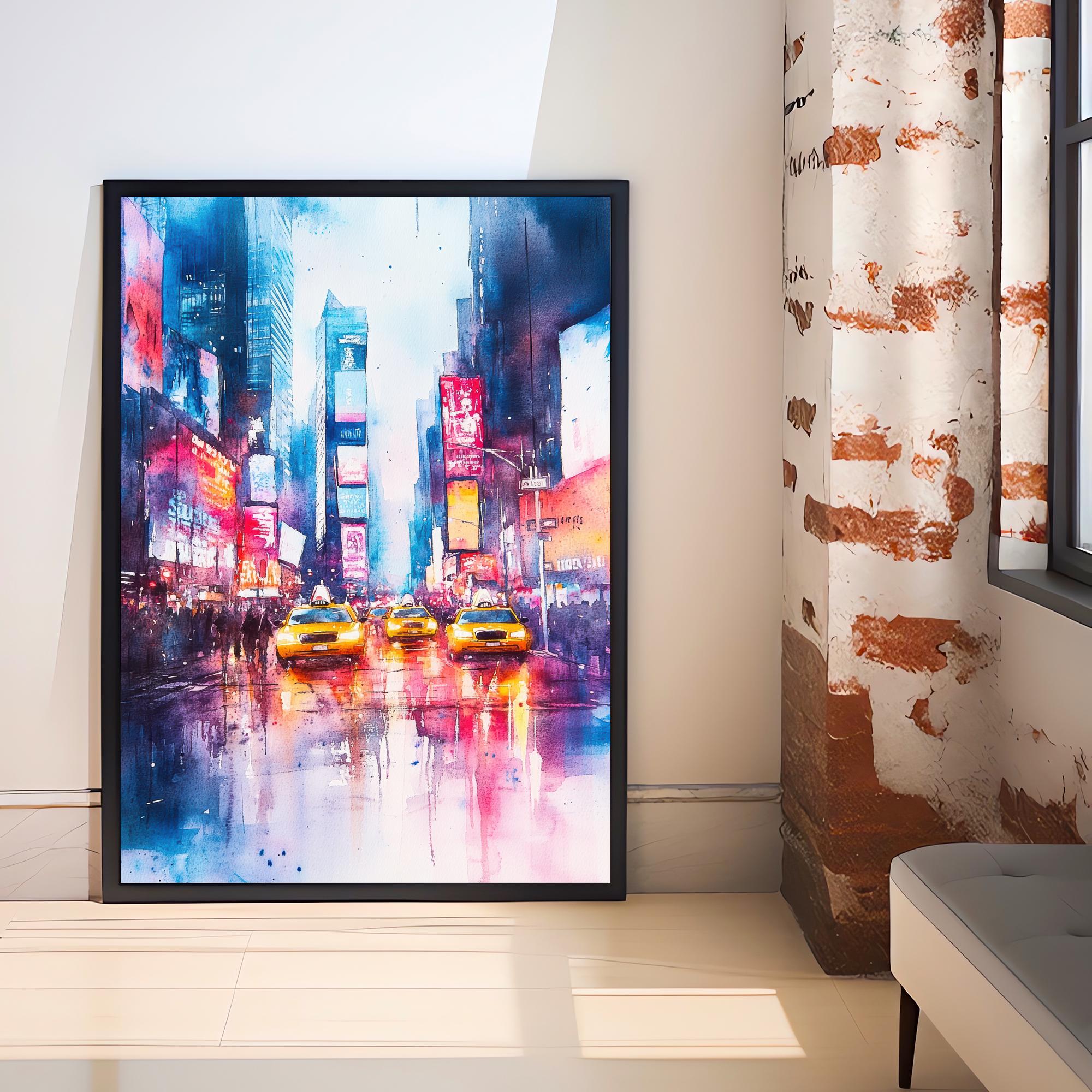 Times Square Watercolor Painting Wall Art Times Square Poster New York City Art Watercolor Art Urban Landscape Nature Lover Gift