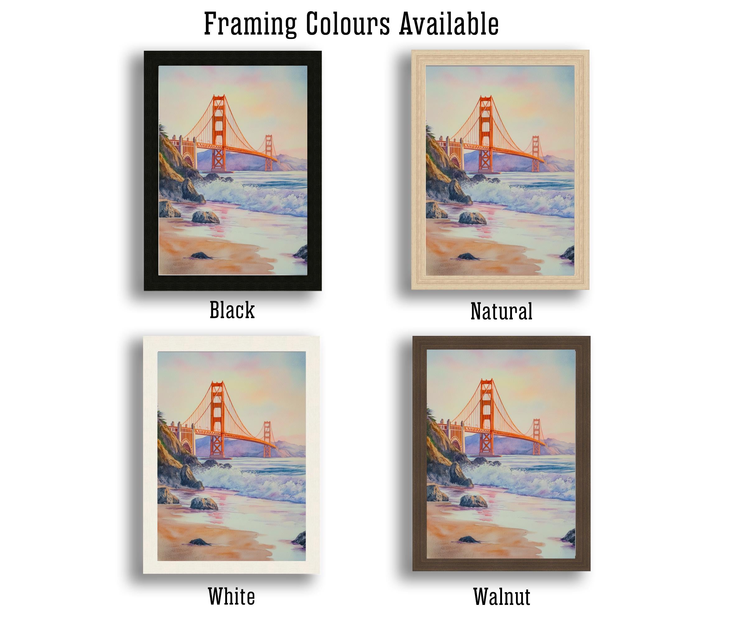 San Francisco Watercolor Painting Wall Art Golden Gate Bridge Print San Francisco Art Watercolor Art California Coastal Decor