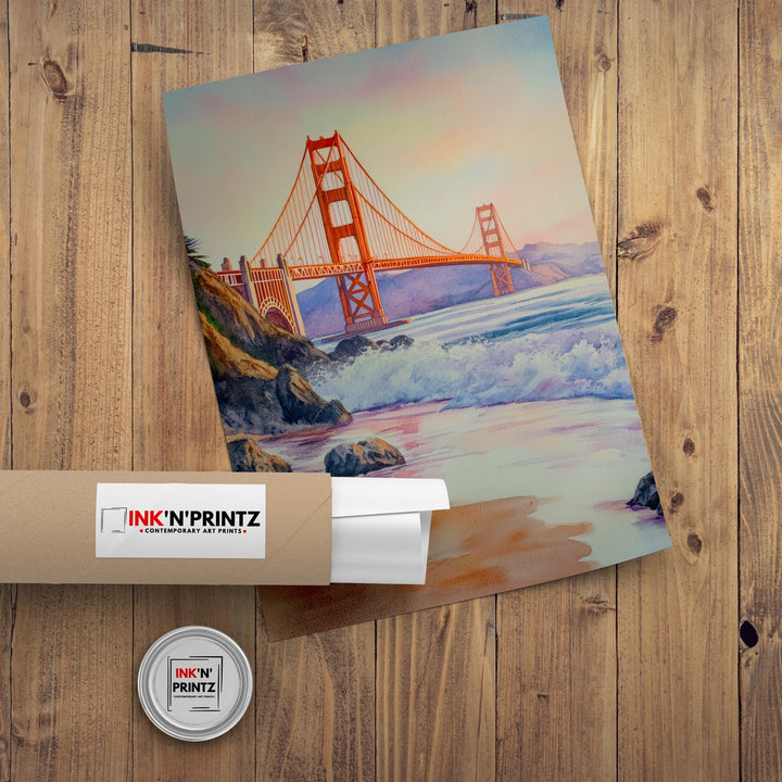 San Francisco Watercolor Painting Wall Art Golden Gate Bridge Poster San Francisco Art Watercolor Art California Coastal Decor