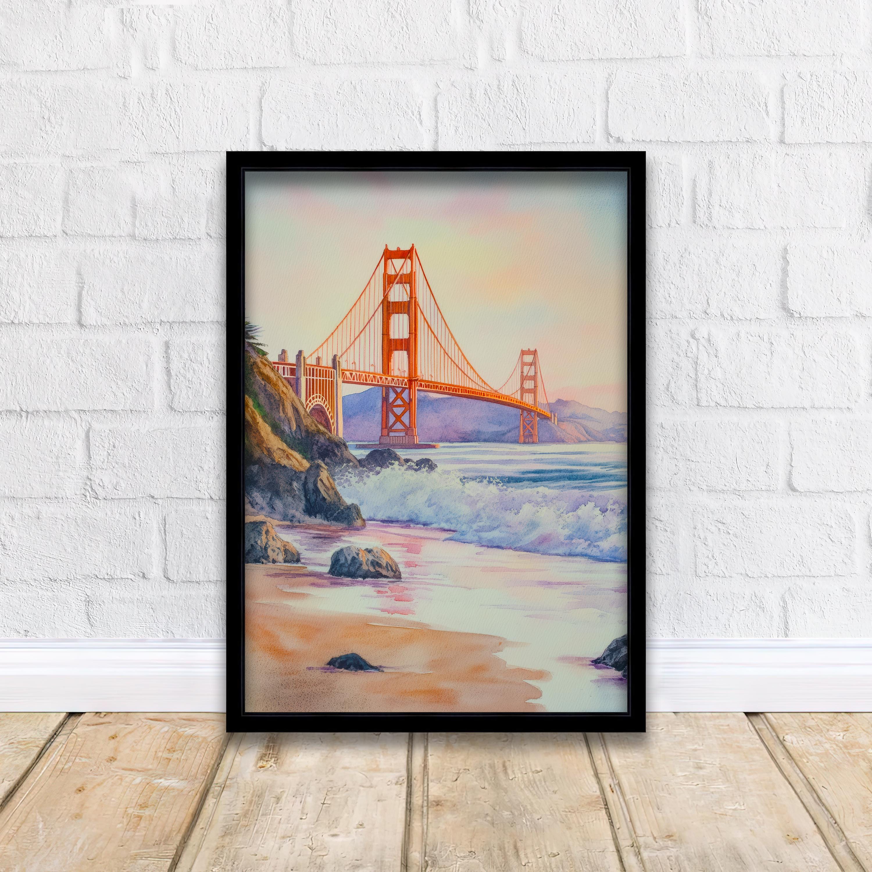 San Francisco Watercolor Painting Wall Art Golden Gate Bridge Print San Francisco Art Watercolor Art California Coastal Decor