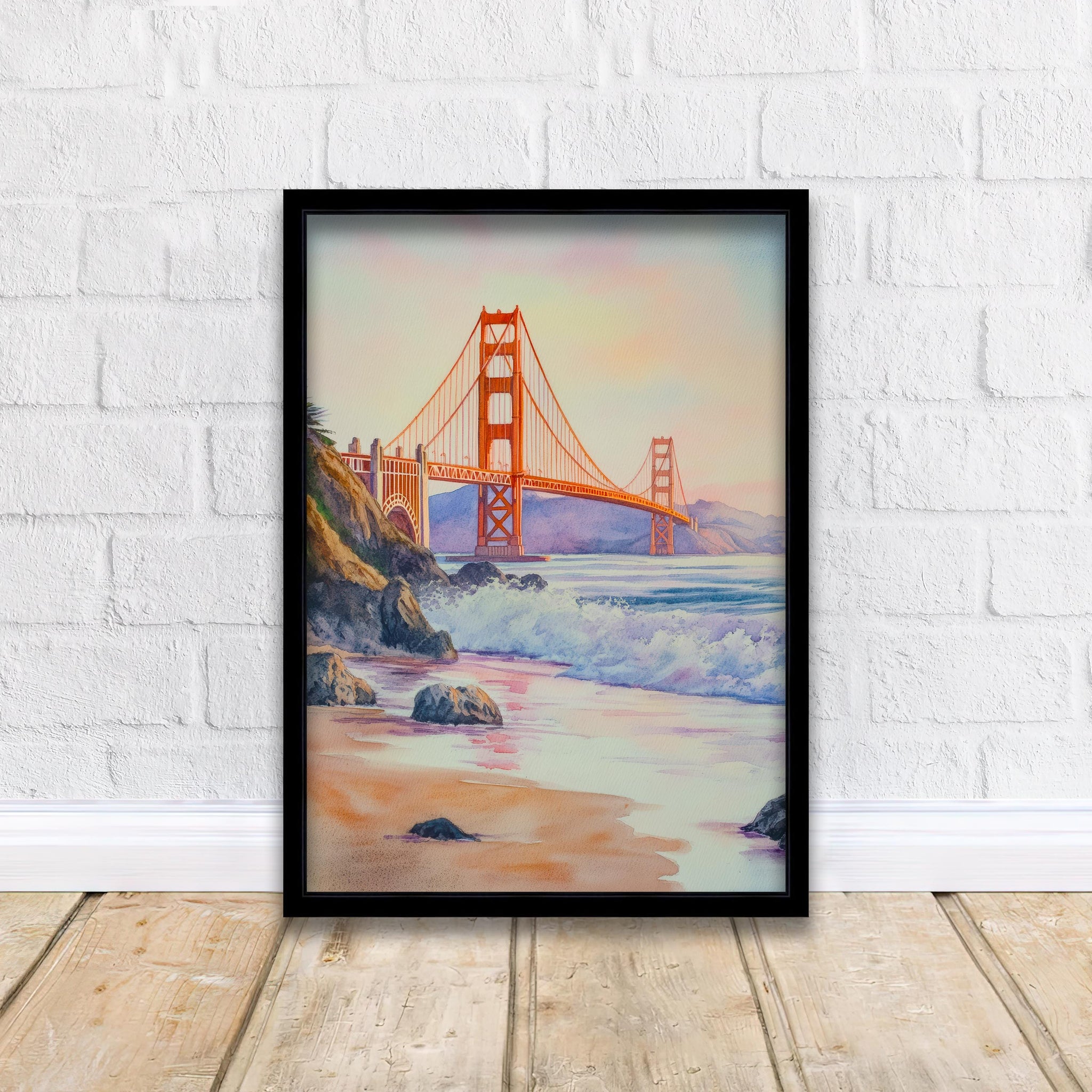 San Francisco Watercolor Painting Wall Art Golden Gate Bridge Print San Francisco Art Watercolor Art California Coastal Decor