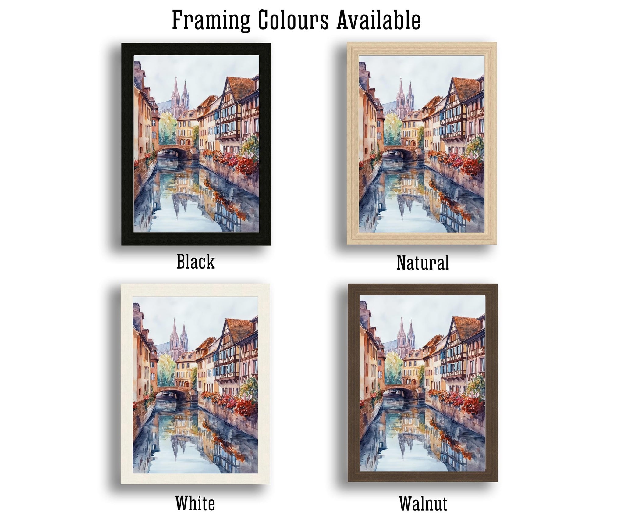 Strasbourg France Watercolor Painting Wall Art Strasbourg Print European City Art Watercolor Art Scenic Views French Architecture Gift
