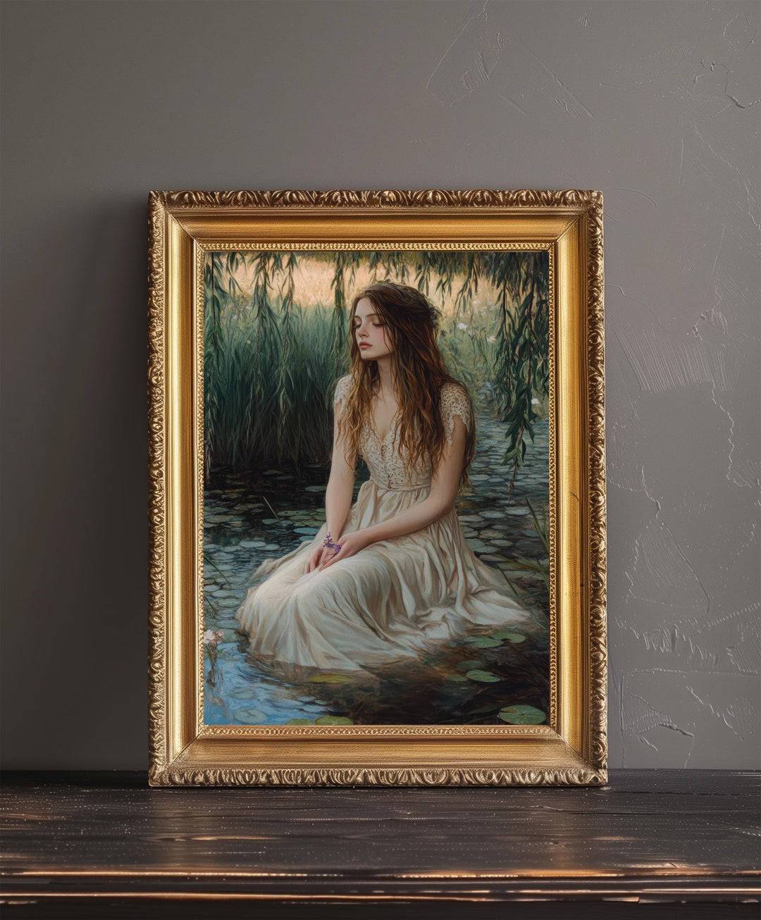 Ophelia Dark Academia Print Victorian Art Gothic Decor Antique Oil Painting Dark Academia Poster Rustic Vintage Wall Art