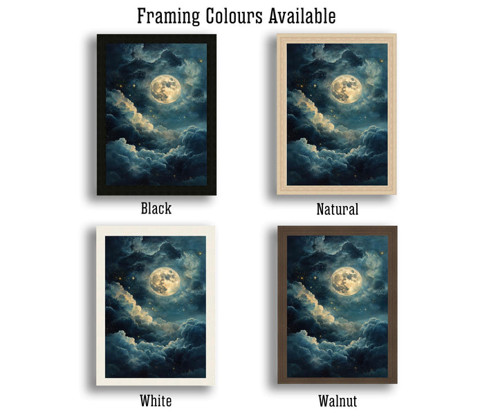Celestial Moon Print Dark Academia Art Gothic Decor Antique Astronomy Illustration Moon Phase Poster Rustic Vintage Wall Art