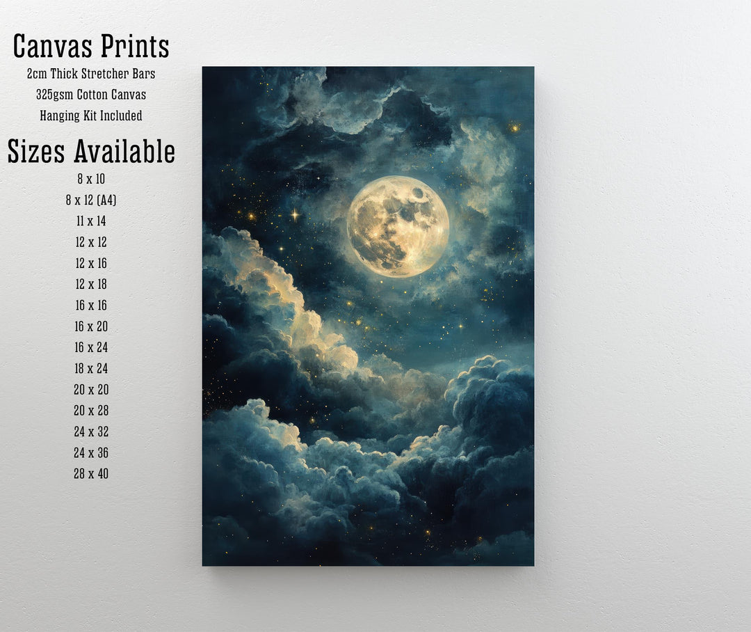Celestial Moon Print Dark Academia Art Gothic Decor Antique Astronomy Illustration Moon Phase Poster Rustic Vintage Wall Art