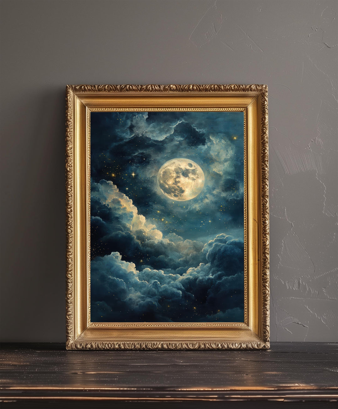 Celestial Moon Print Dark Academia Art Gothic Decor Antique Astronomy Illustration Moon Phase Poster Rustic Vintage Wall Art