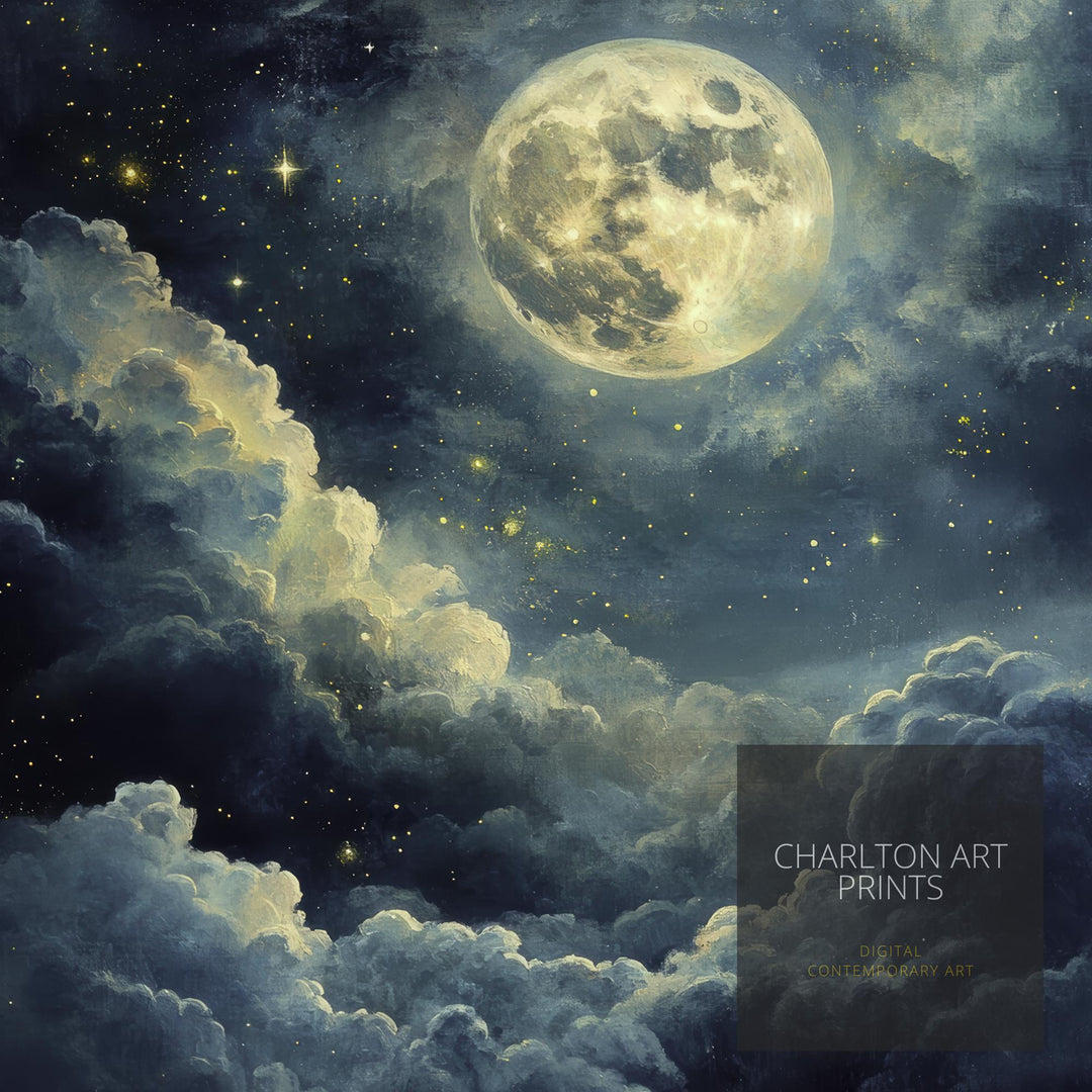 Celestial Moon Print Dark Academia Art Gothic Decor Antique Astronomy Illustration Moon Phase Poster Rustic Vintage Wall Art