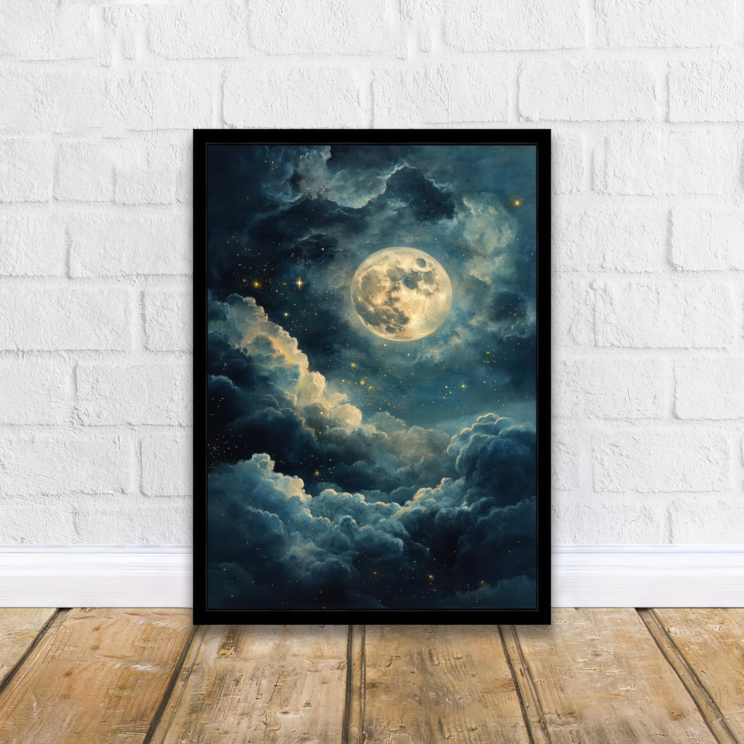 Celestial Moon Print Dark Academia Art Gothic Decor Antique Astronomy Illustration Moon Phase Poster Rustic Vintage Wall Art