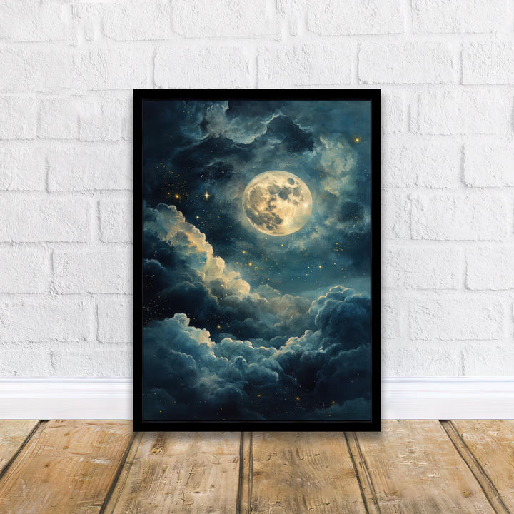 Celestial Moon Print Dark Academia Art Gothic Decor Antique Astronomy Illustration Moon Phase Poster Rustic Vintage Wall Art