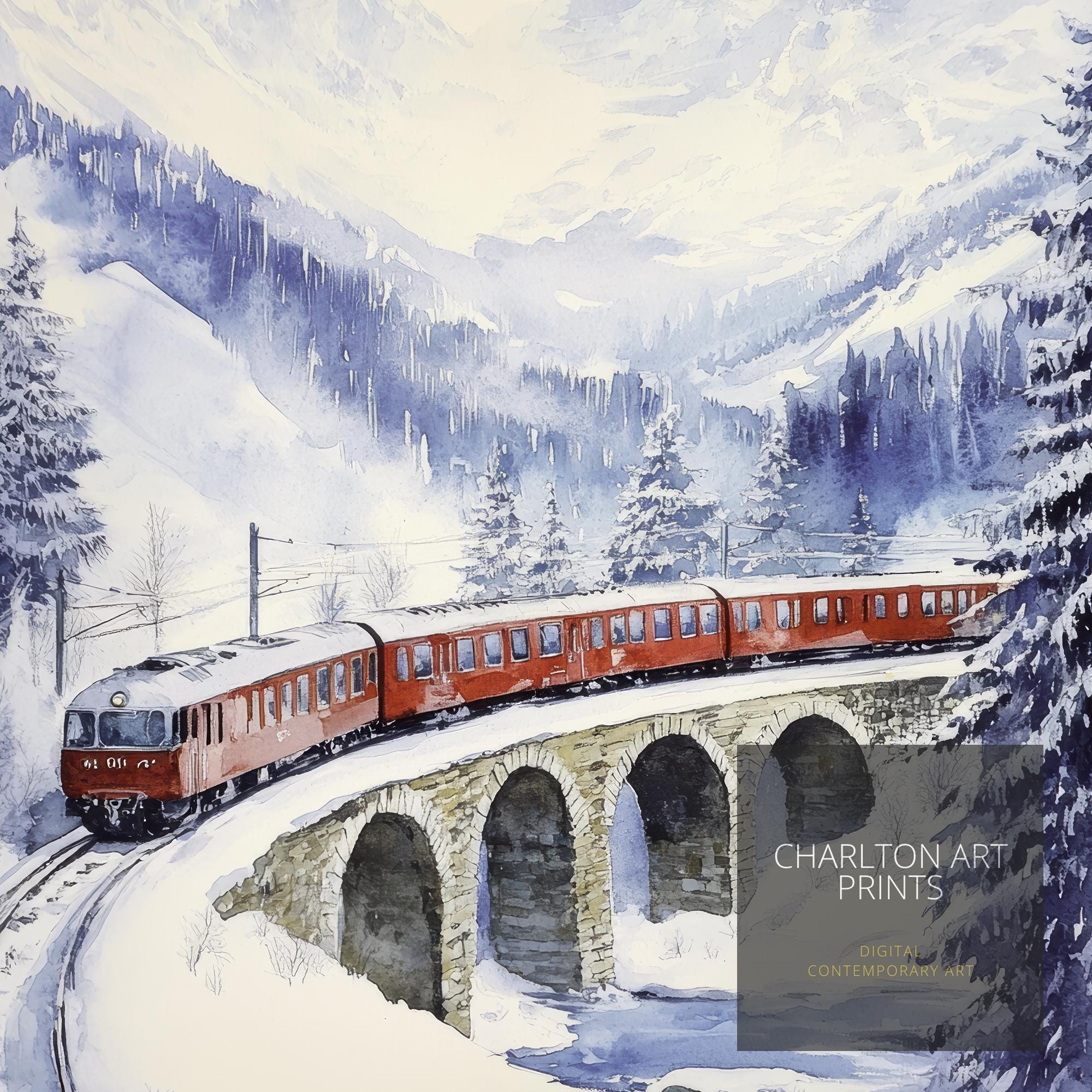 Glacier Express Watercolor Painting Swiss Train Art Glacier Express Poster Scenic Train Journey Watercolor Swiss Landscape Decor