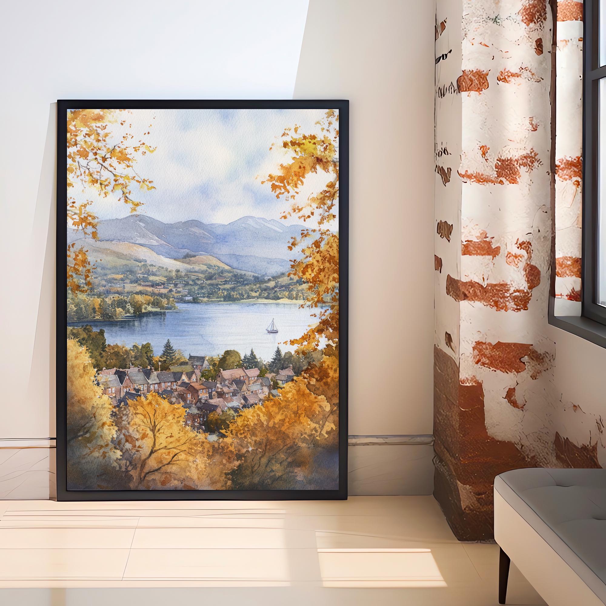 Keswick Lake District Watercolour Painting Derwentwater Art Keswick Poster Watercolour Lake Art Scenic Lake District Decor