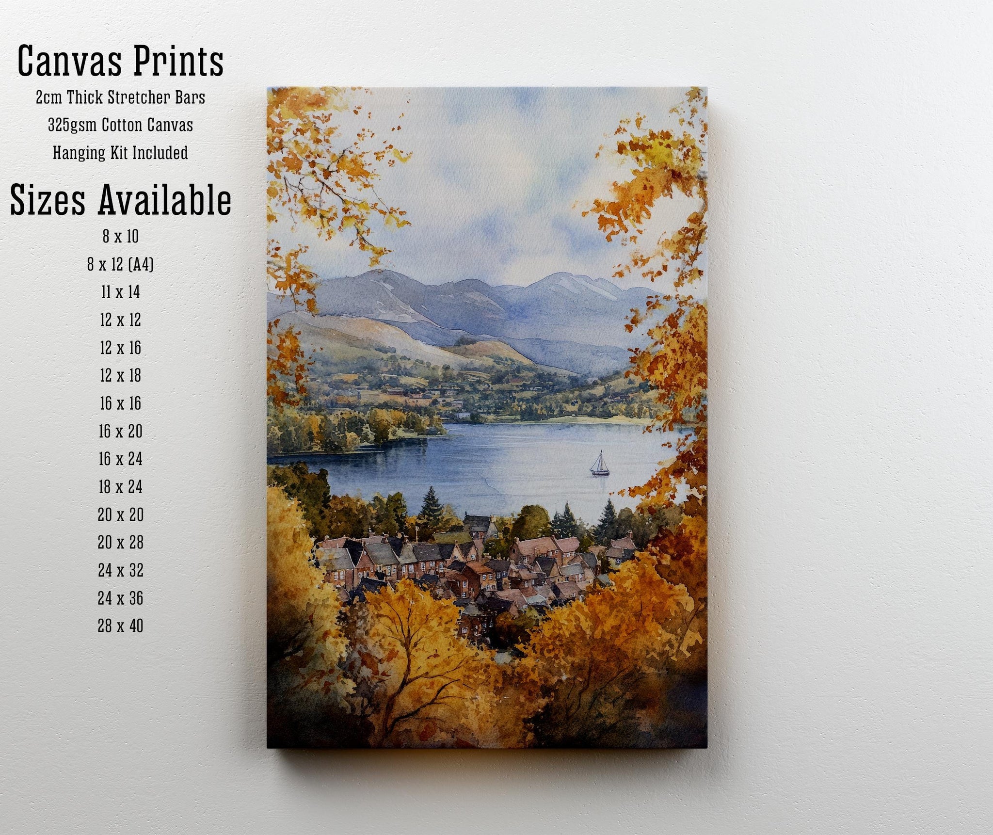 Keswick Lake District Watercolour Painting Derwentwater Art Keswick Poster Watercolour Lake Art Scenic Lake District Decor