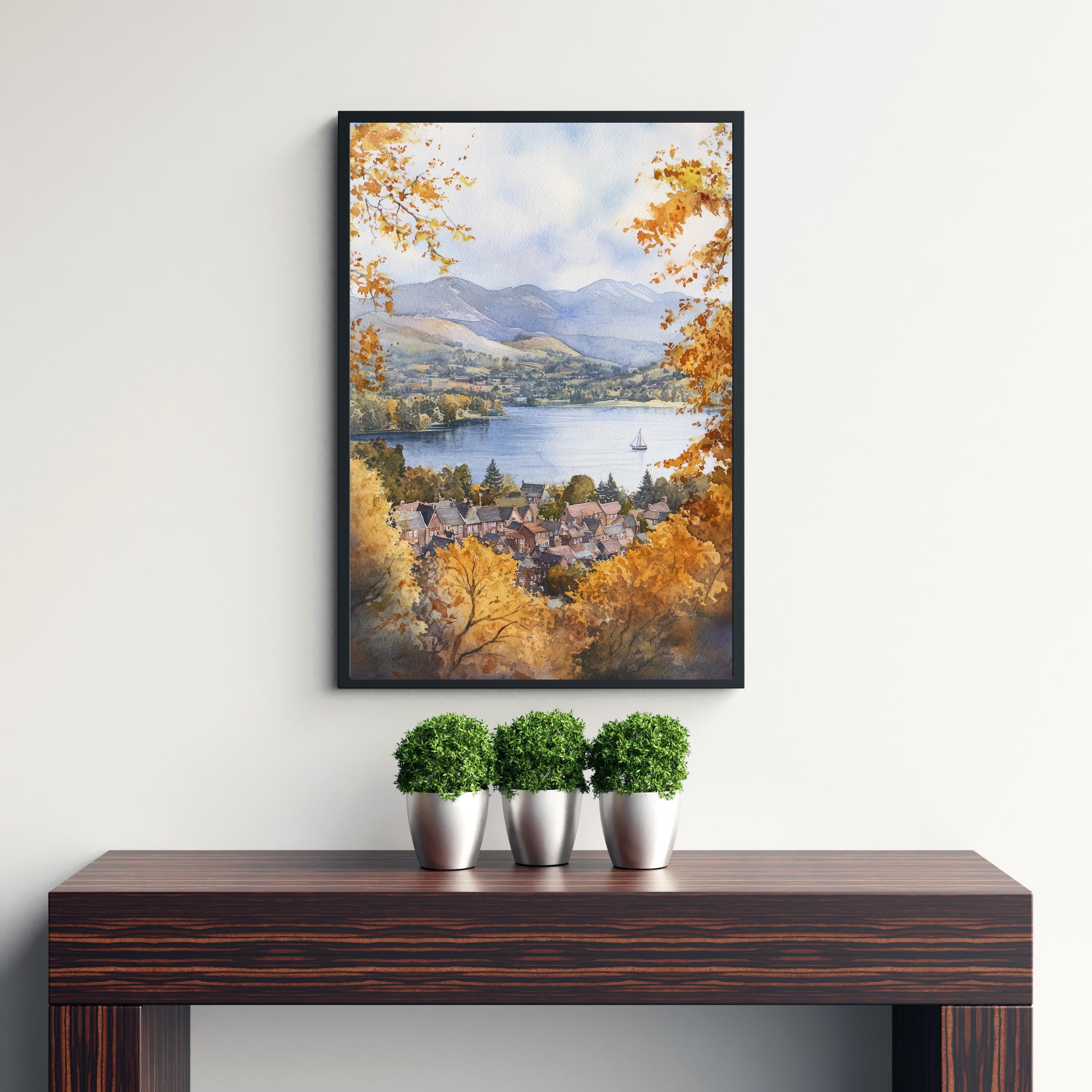 Keswick Lake District Watercolour Painting Derwentwater Art Keswick Poster Watercolour Lake Art Scenic Lake District Decor