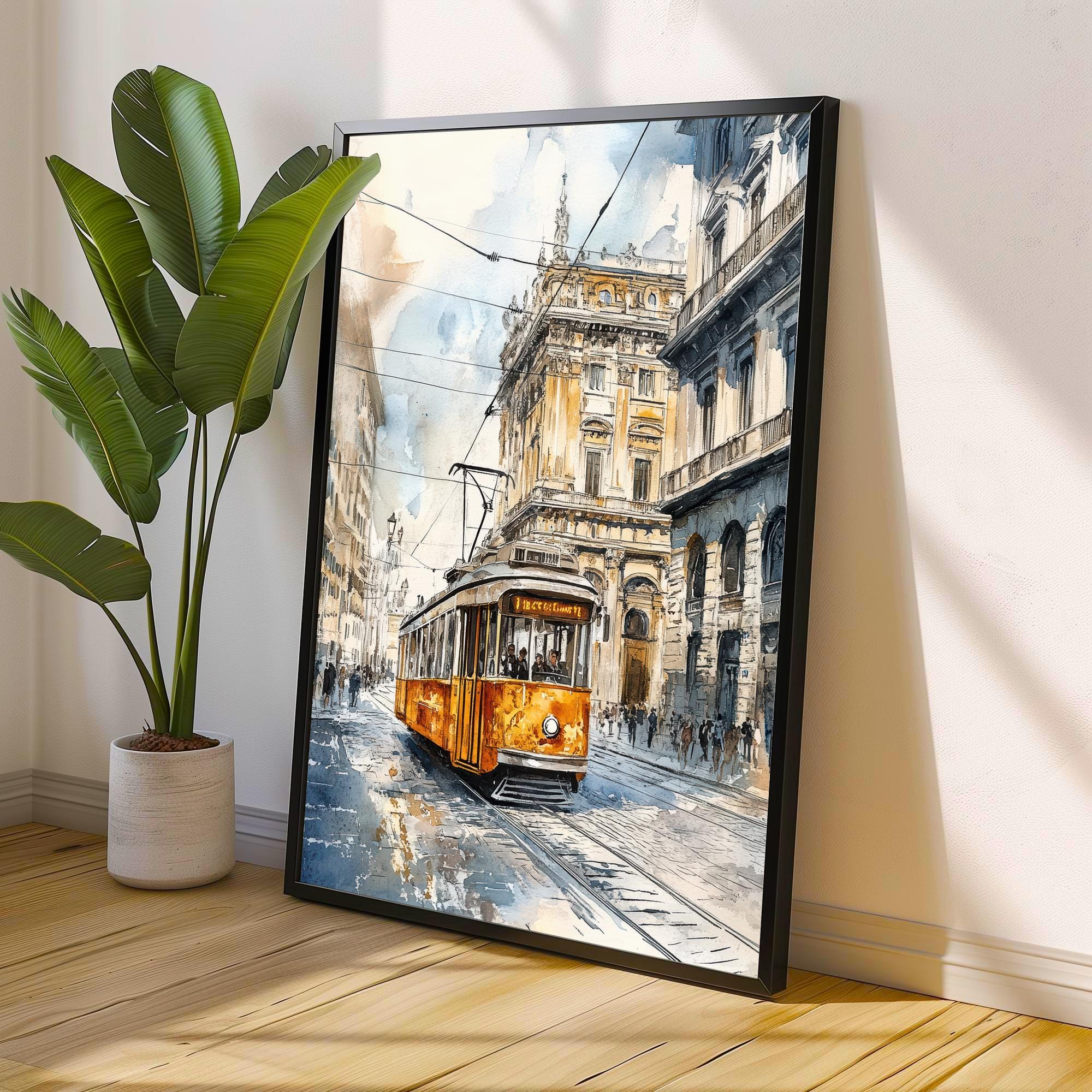 Milan Watercolor Painting Italian City Art Milan Skyline Print Watercolor Landscape Milan Wall Decor Italian Travel Art