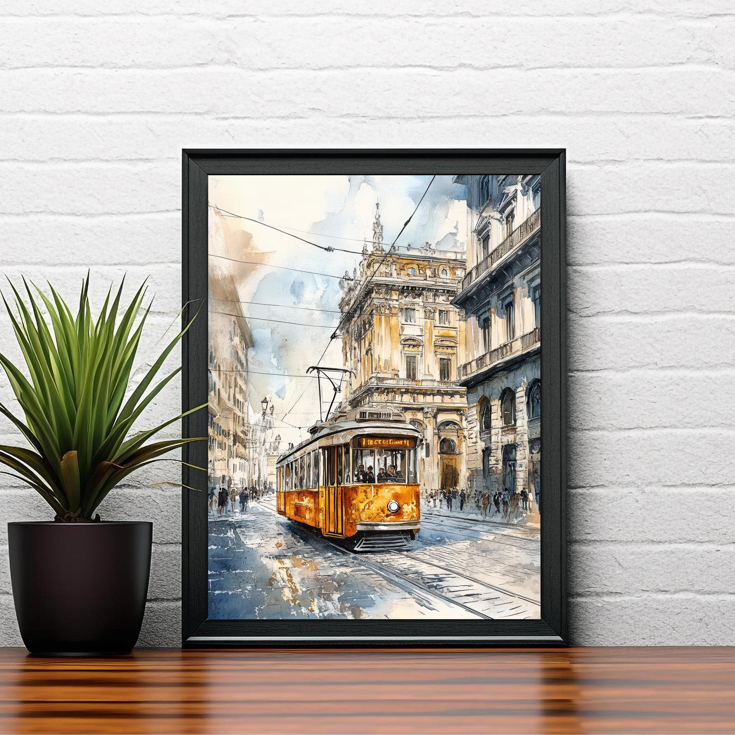 Milan Watercolor Painting Italian City Art Milan Skyline Print Watercolor Landscape Milan Wall Decor Italian Travel Art