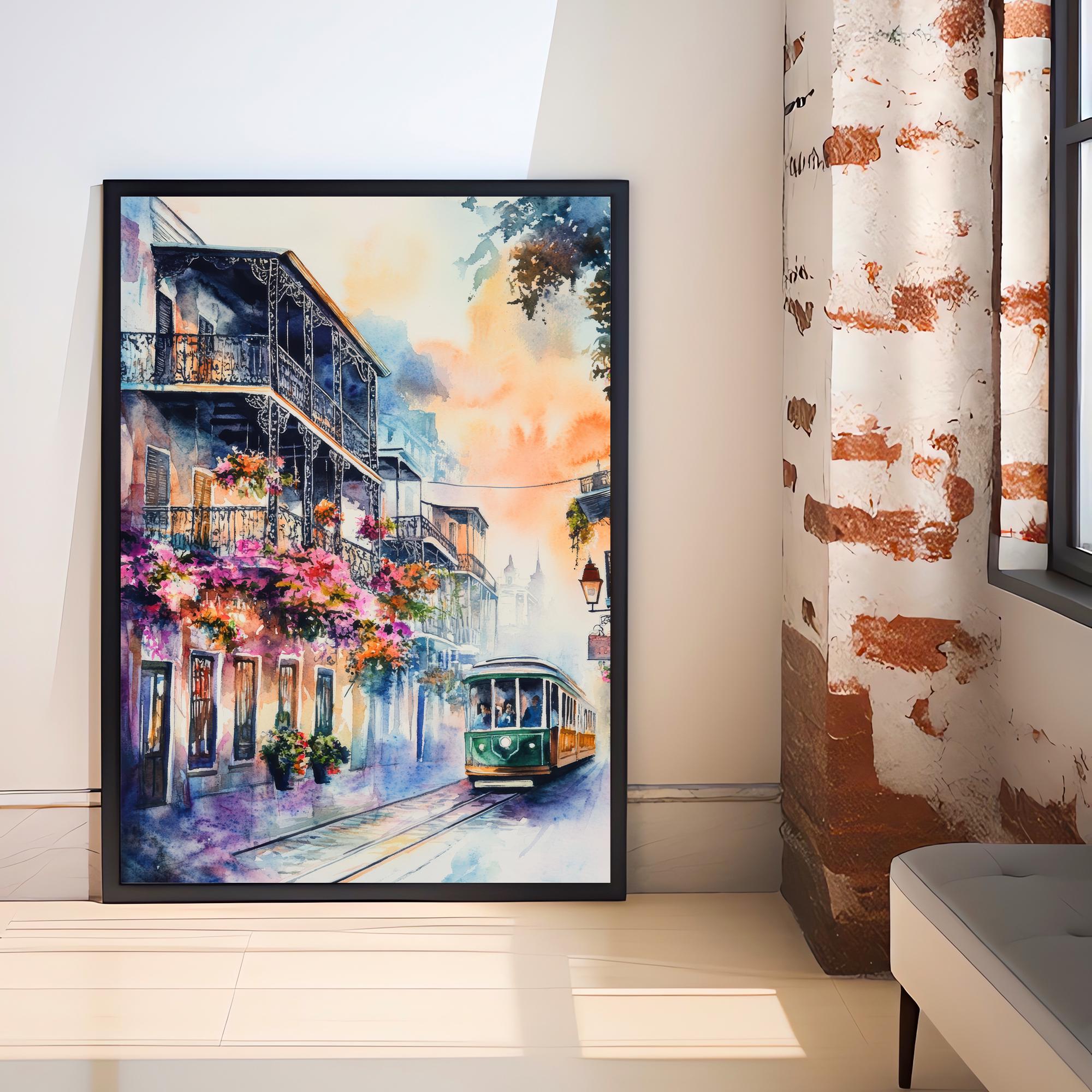 New Orleans Watercolor Painting Wall Art New Orleans Print French Quarter Art Watercolor Art Mardi Gras Decor Louisiana Gift
