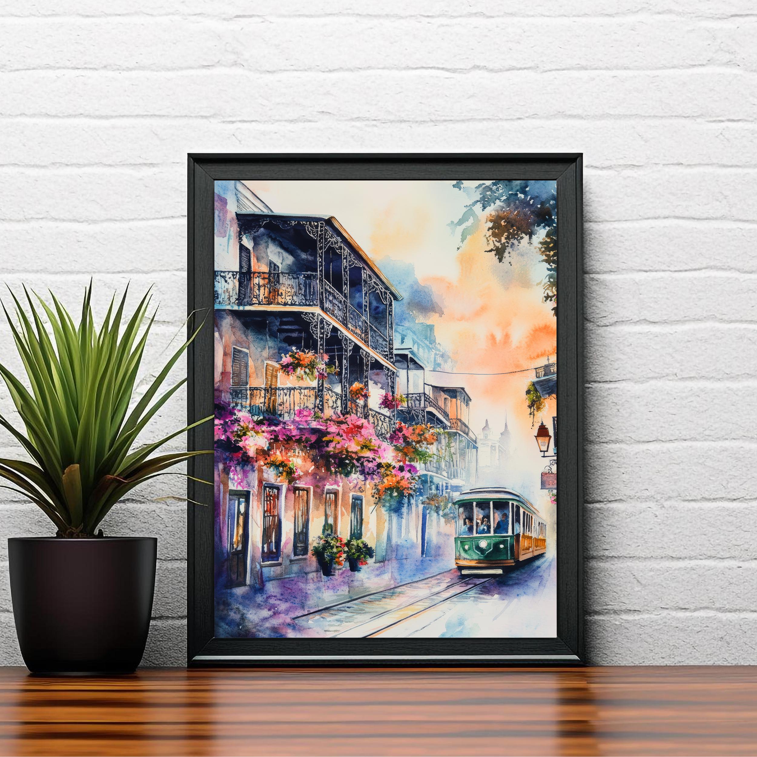 New Orleans Watercolor Painting Wall Art New Orleans Print French Quarter Art Watercolor Art Mardi Gras Decor Louisiana Gift