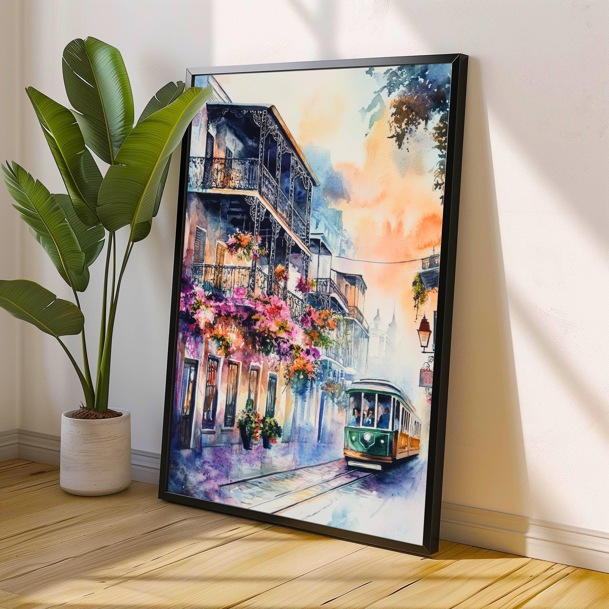 New Orleans Watercolor Painting Wall Art New Orleans Print French Quarter Art Watercolor Art Mardi Gras Decor Louisiana Gift