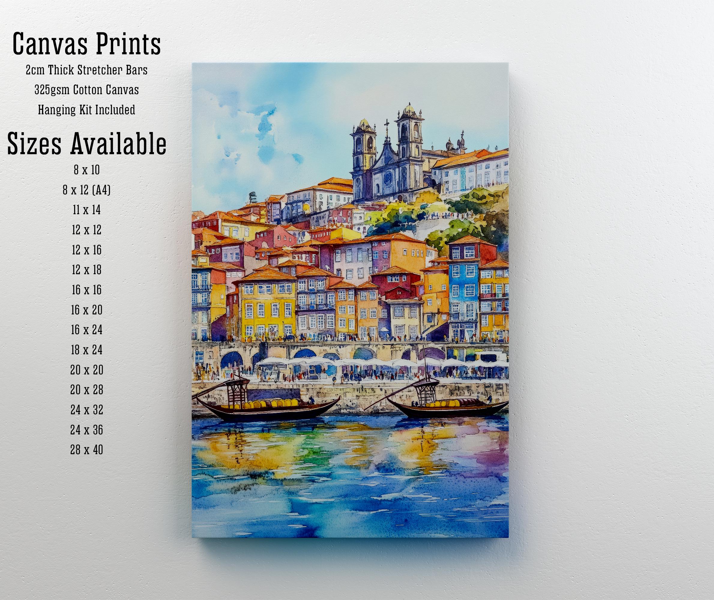 Porto Portugal Watercolor Painting Wall Art Porto Print Douro River Art Watercolor Art Scenic Views Portugal Gift Cityscape Art