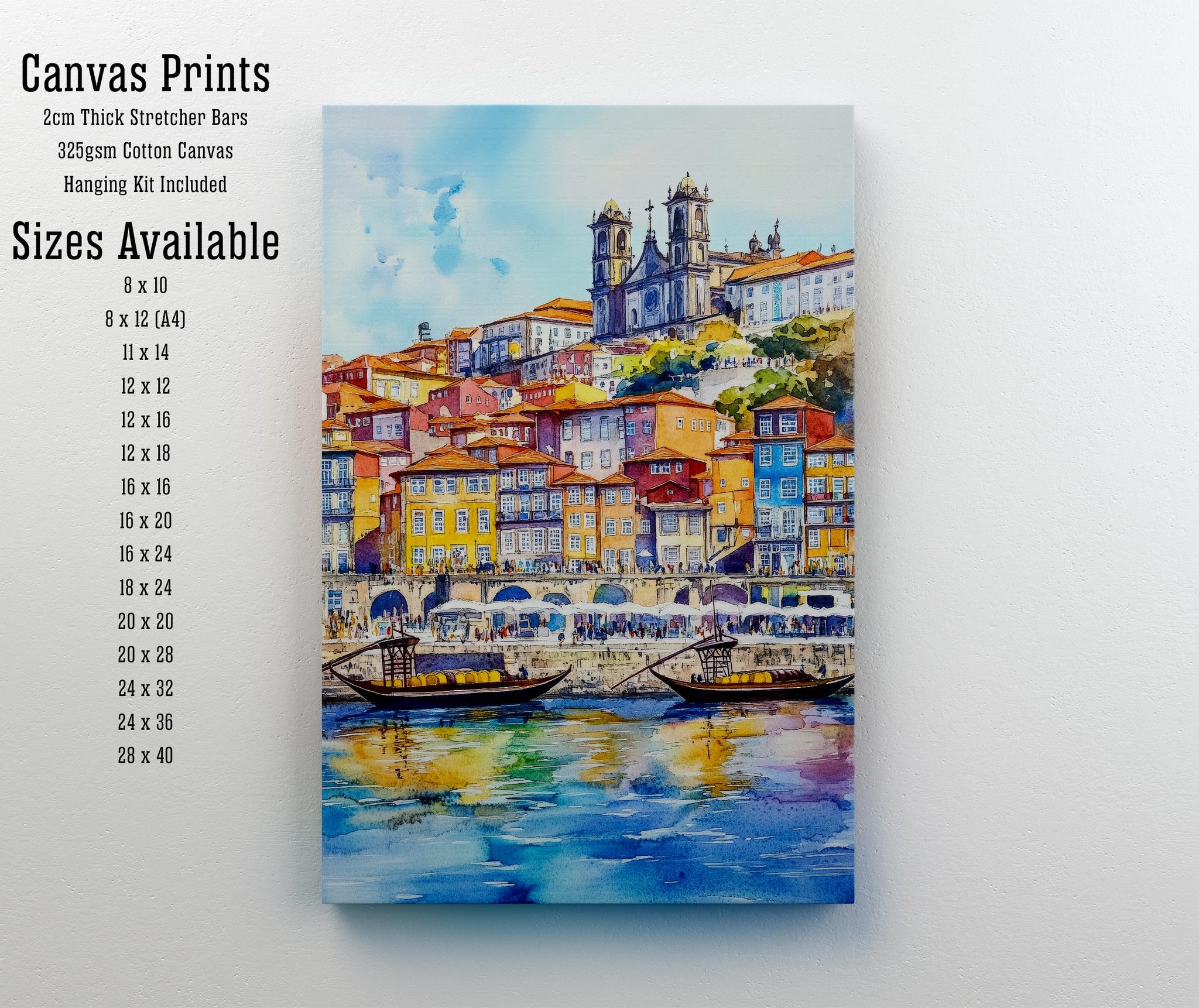 Porto Portugal Watercolor Painting Wall Art Porto Print Douro River Art Watercolor Art Scenic Views Portugal Gift Cityscape Art