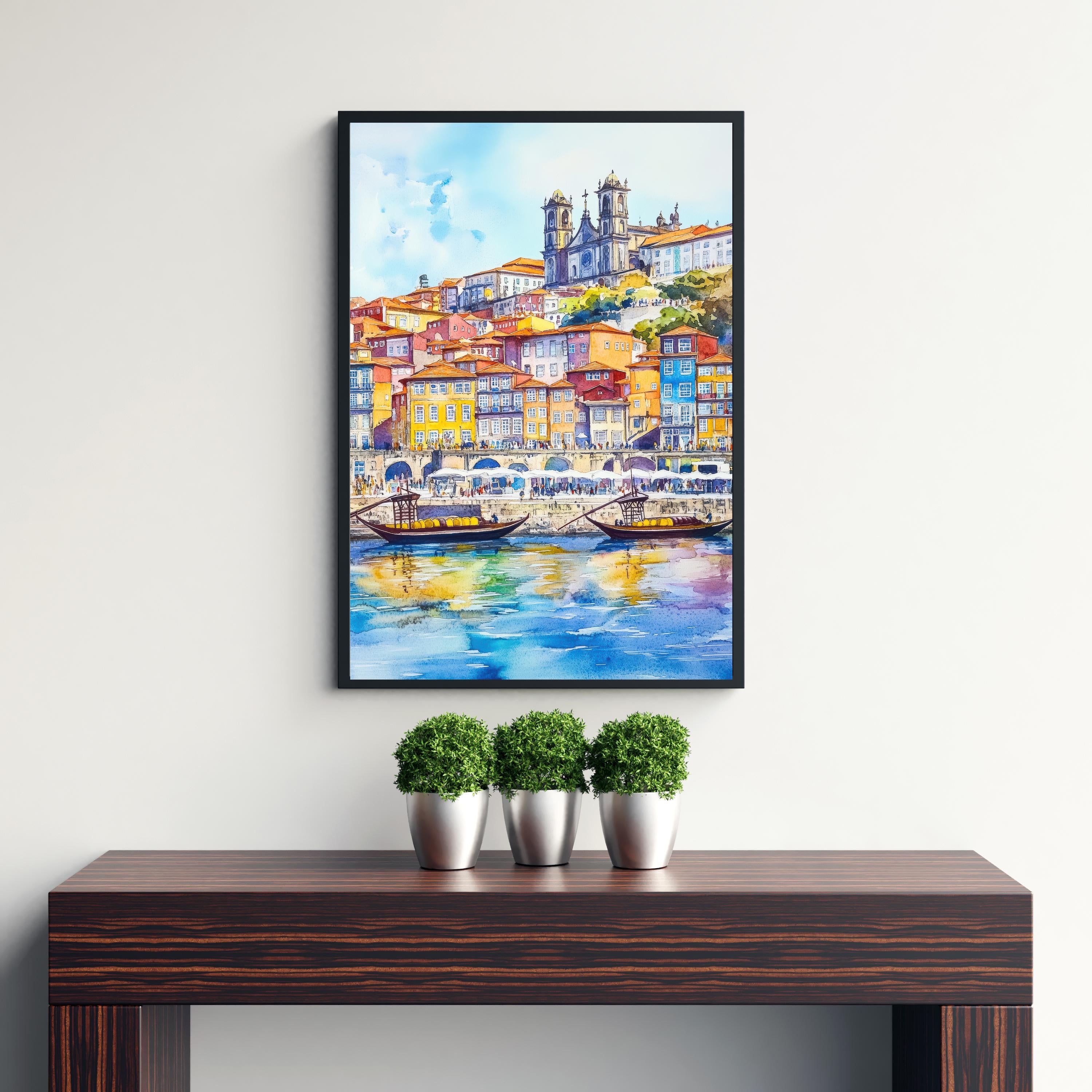 Porto Portugal Watercolor Painting Wall Art Porto Print Douro River Art Watercolor Art Scenic Views Portugal Gift Cityscape Art