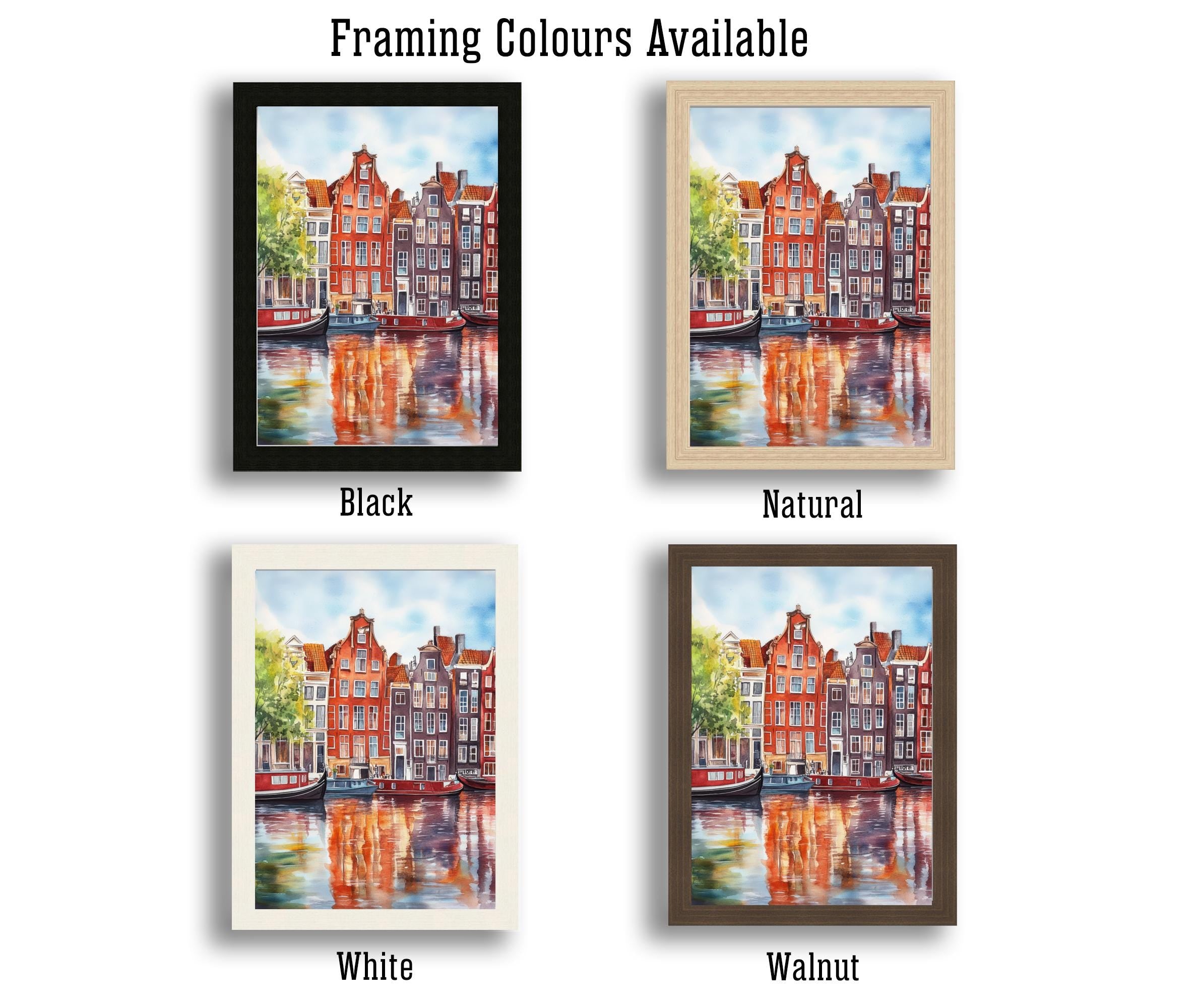 Amsterdam Watercolor Painting Wall Art Amsterdam Poster Canal Art Watercolor Art Dutch Architecture Travel Art Nature Lover Gift