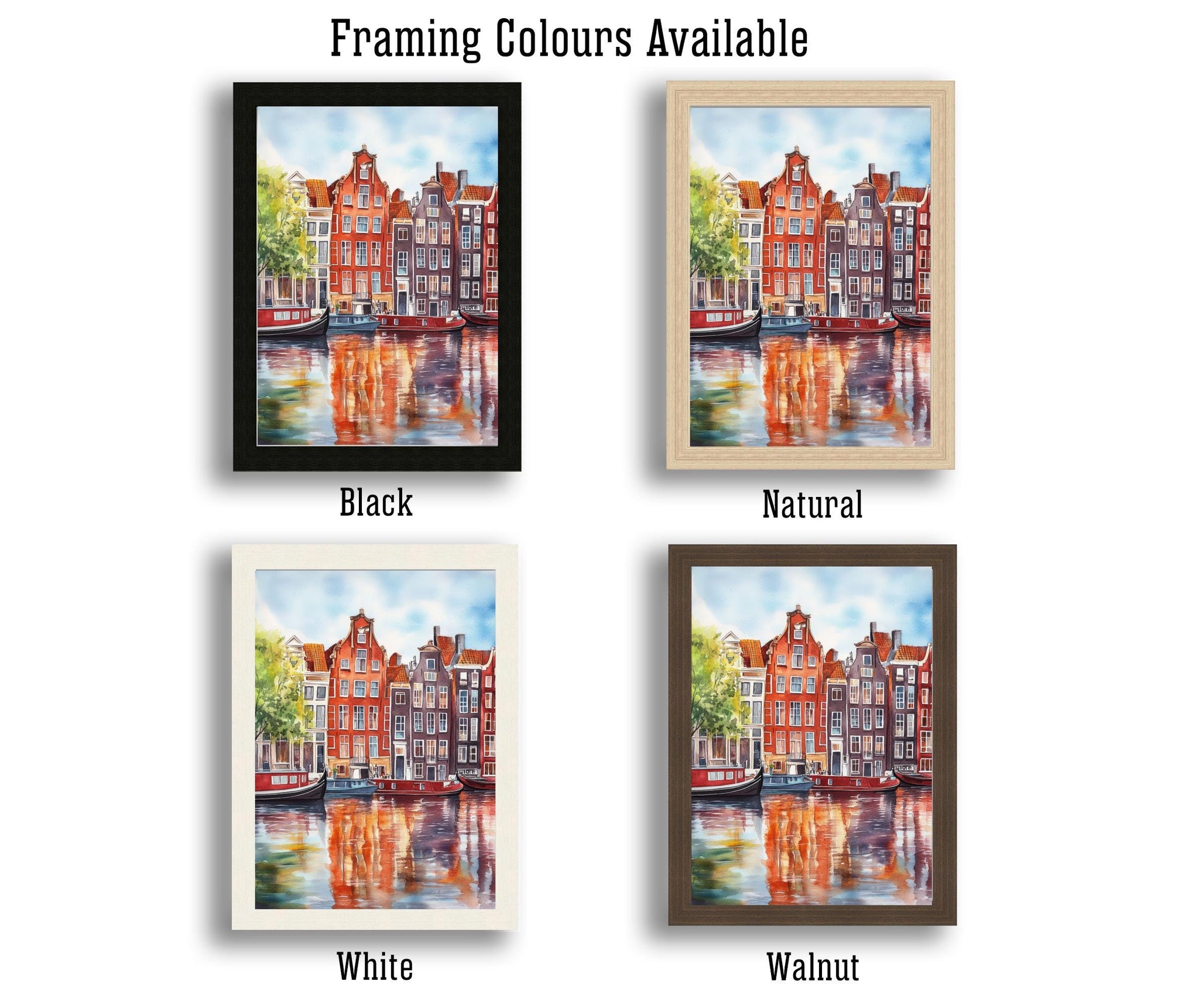 Amsterdam Watercolor Painting Wall Art Amsterdam Poster Canal Art Watercolor Art Dutch Architecture Travel Art Nature Lover Gift