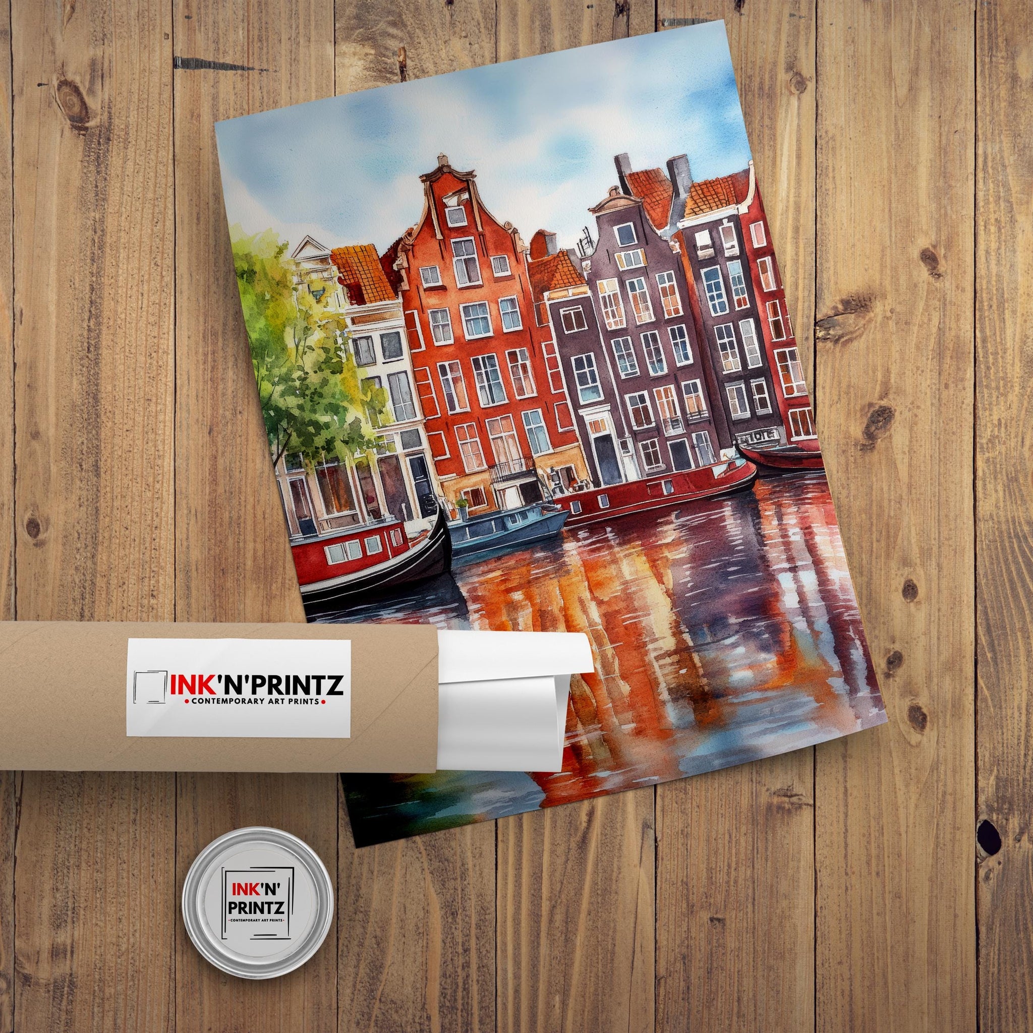 Amsterdam Watercolor Painting Wall Art Amsterdam Poster Canal Art Watercolor Art Dutch Architecture Travel Art Nature Lover Gift
