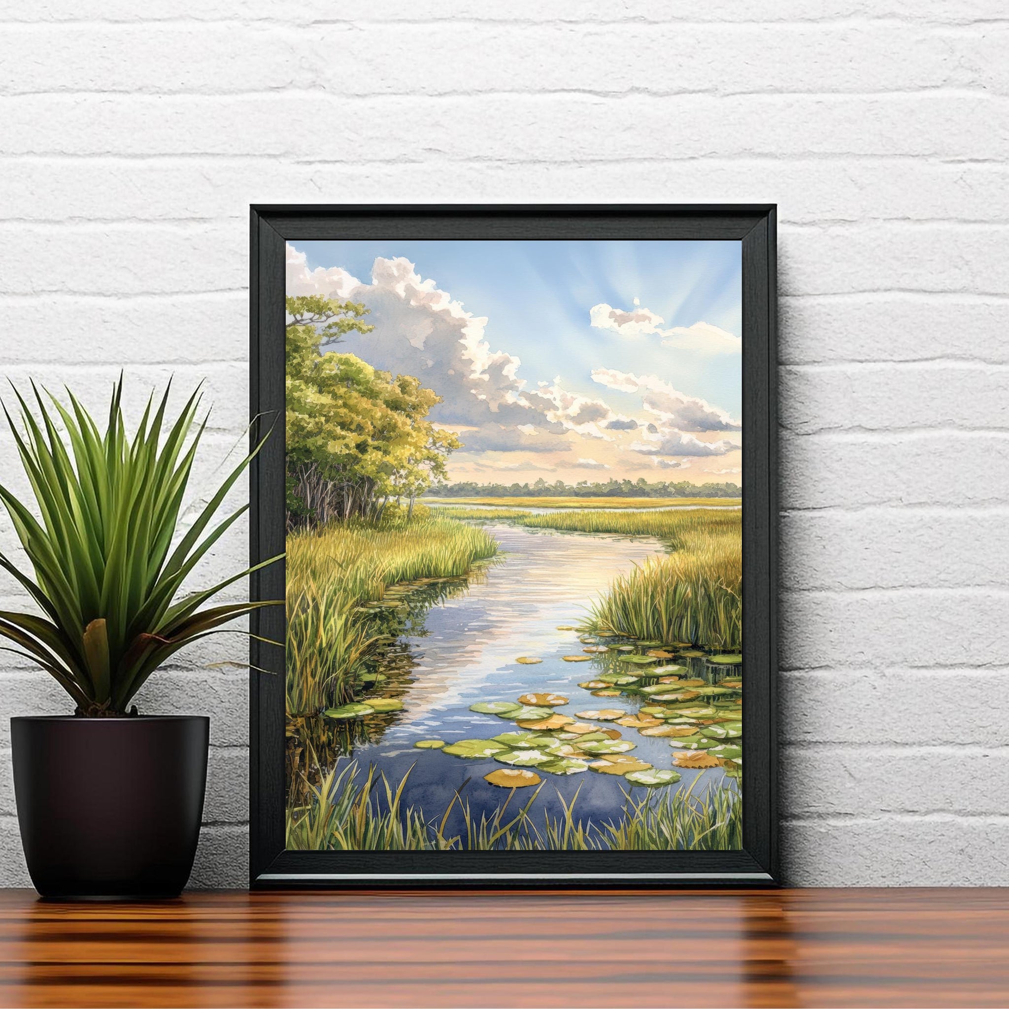 Everglades Watercolor Painting Florida Landscape Art Everglades Print Scenic Watercolor Nature Art Everglades Wildlife Decor
