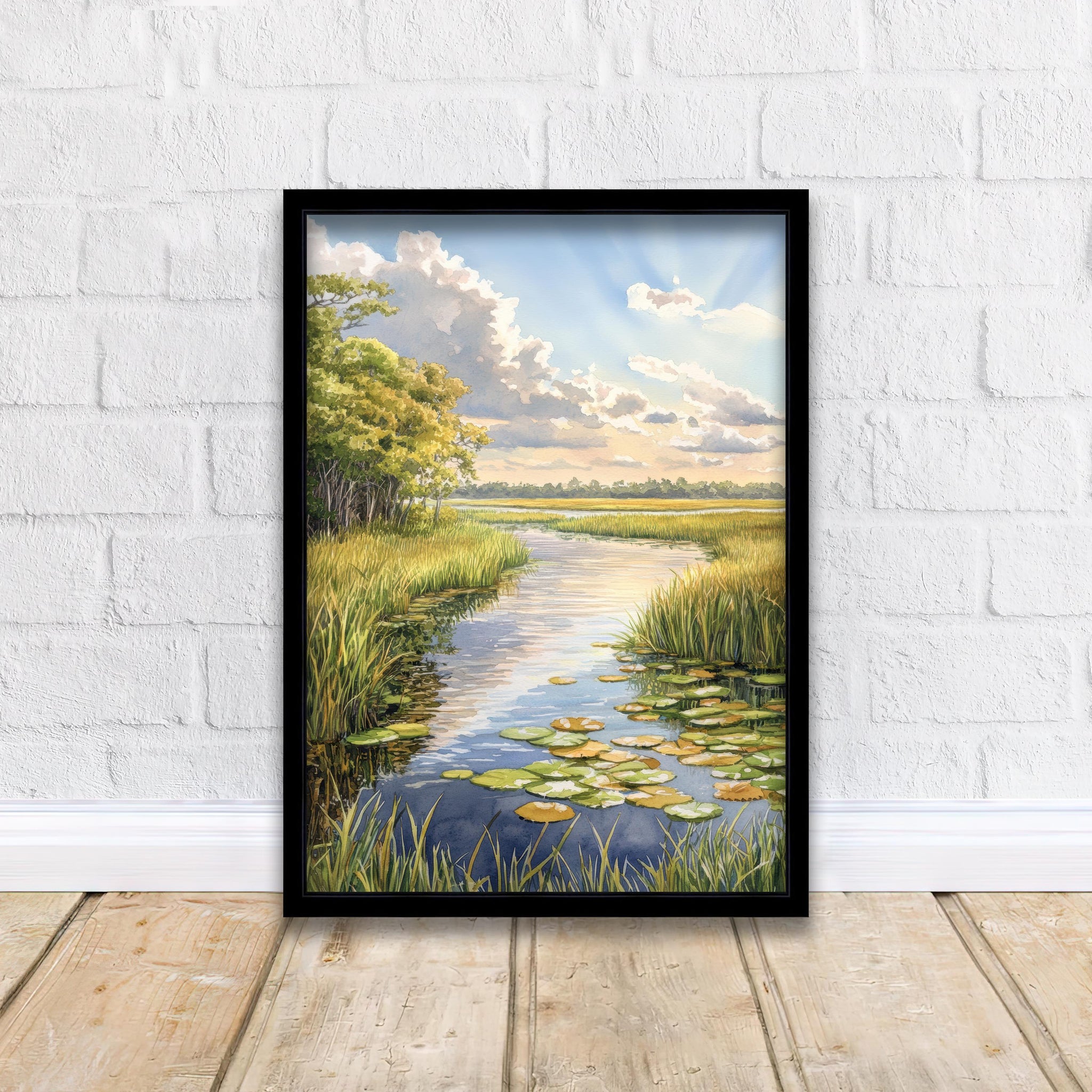 Everglades Watercolor Painting Florida Landscape Art Everglades Print Scenic Watercolor Nature Art Everglades Wildlife Decor