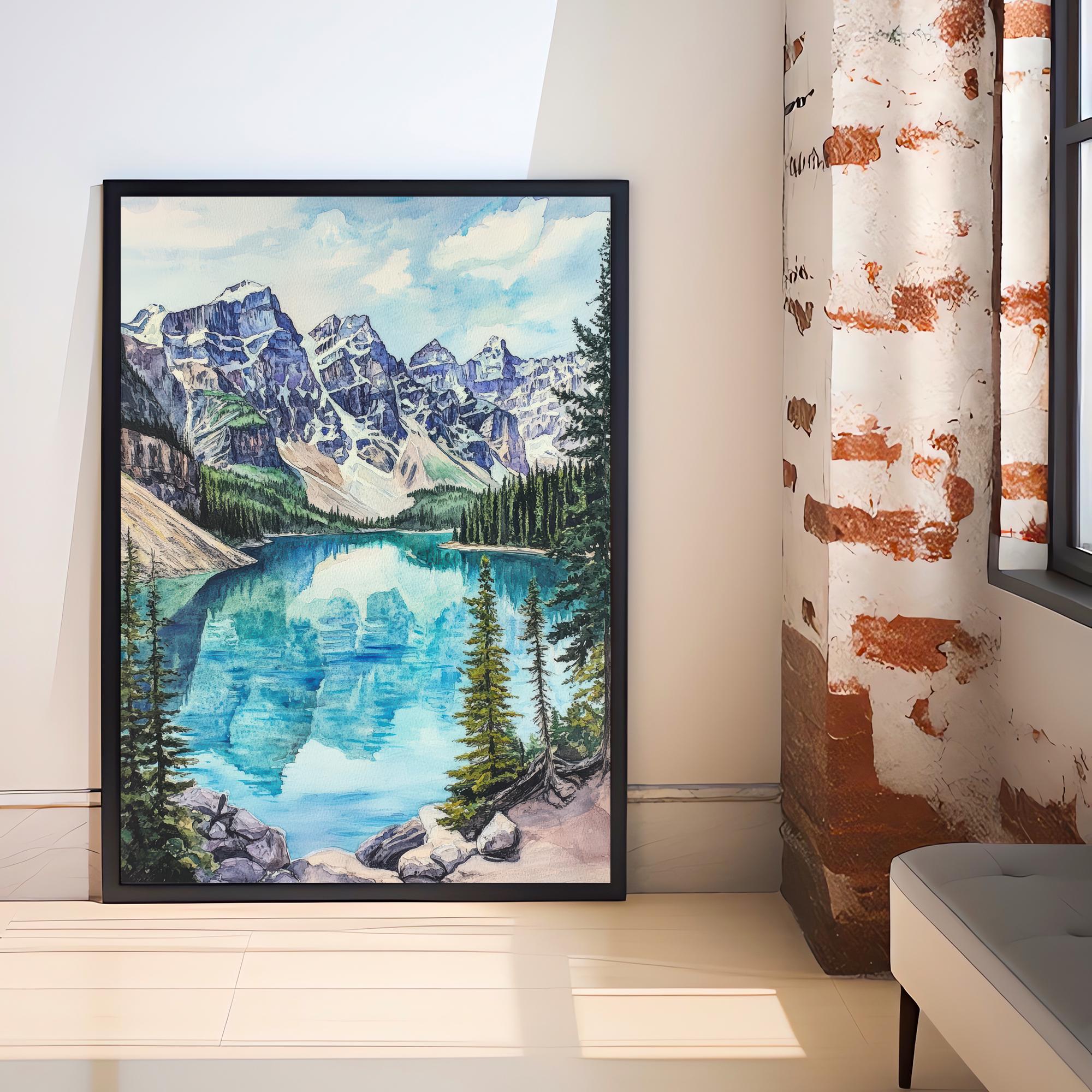 Banff Watercolor Painting Canadian Landscape Art Banff Print Scenic Mountain Art Watercolor Nature Decor