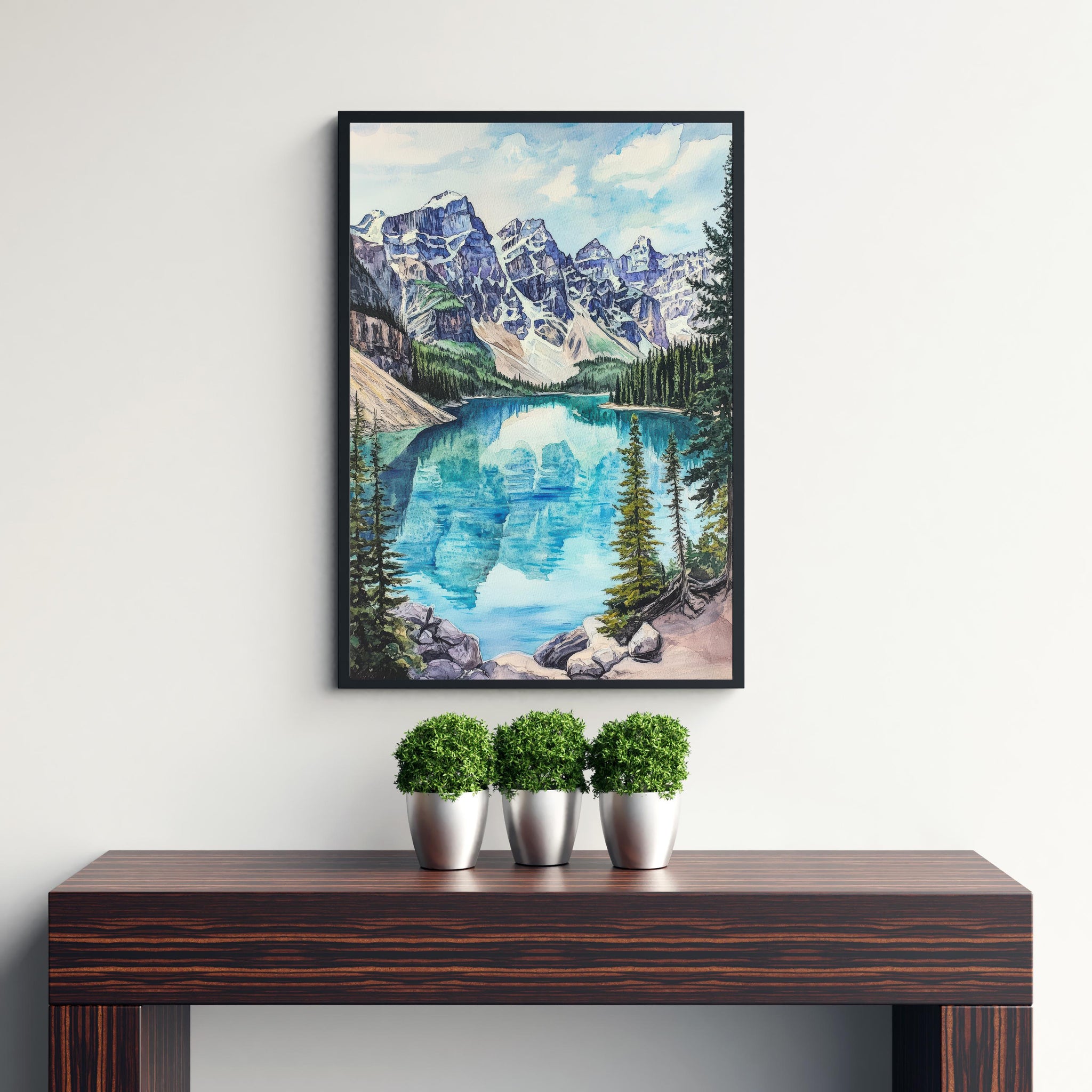Banff Watercolor Painting Canadian Landscape Art Banff Print Scenic Mountain Art Watercolor Nature Decor