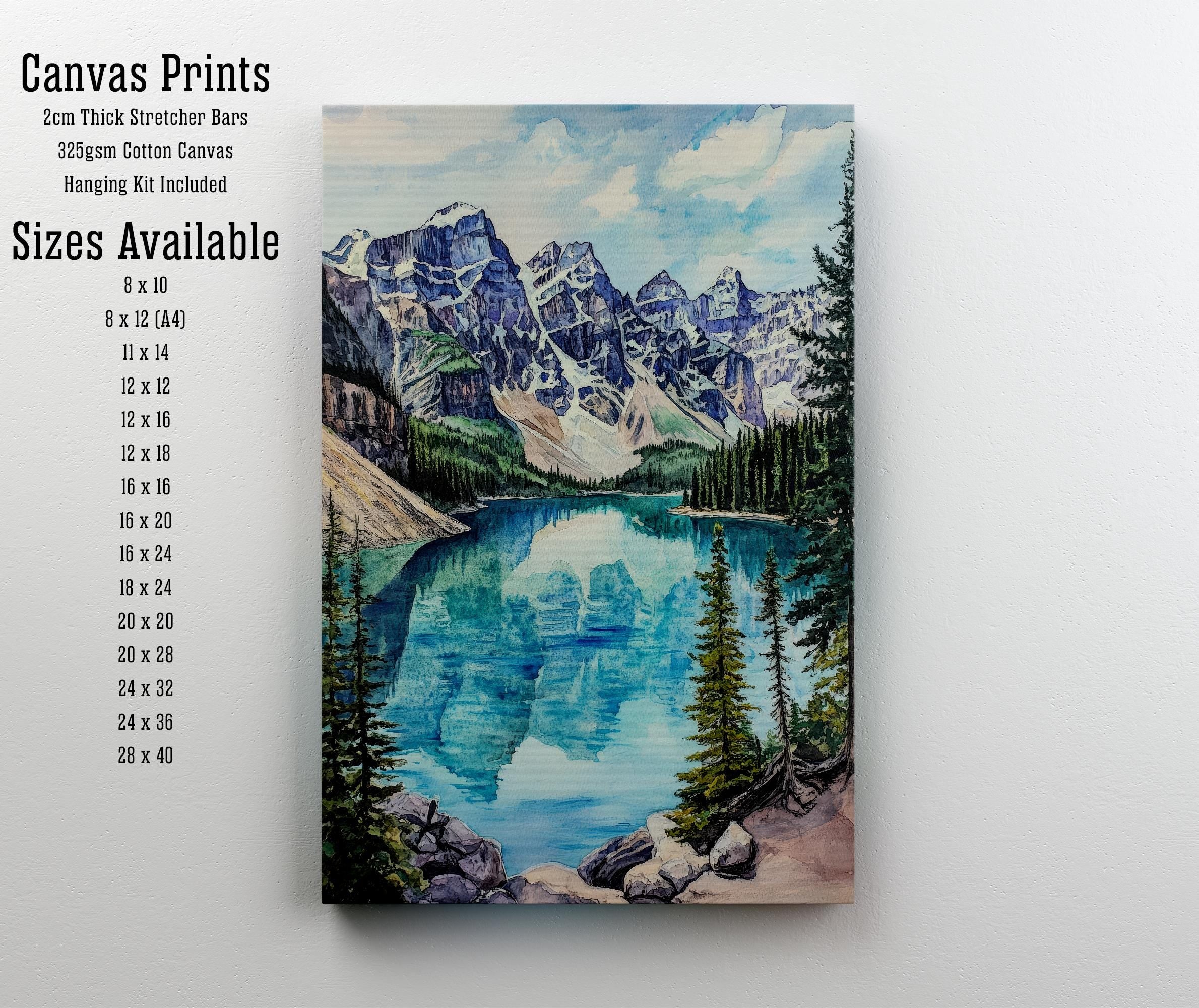 Banff Watercolor Painting Canadian Landscape Art Banff Print Scenic Mountain Art Watercolor Nature Decor