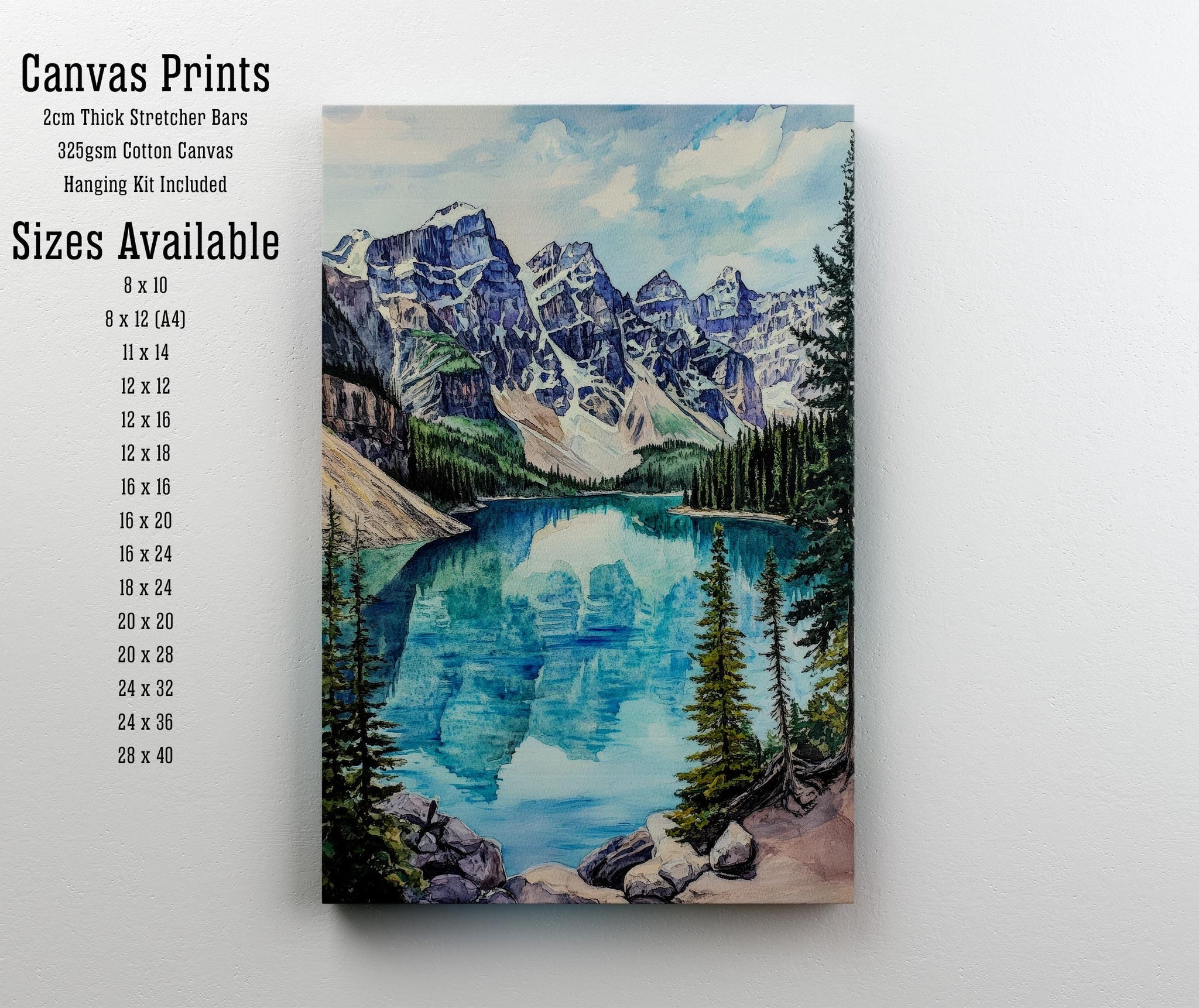 Banff Watercolor Painting Canadian Landscape Art Banff Print Scenic Mountain Art Watercolor Nature Decor