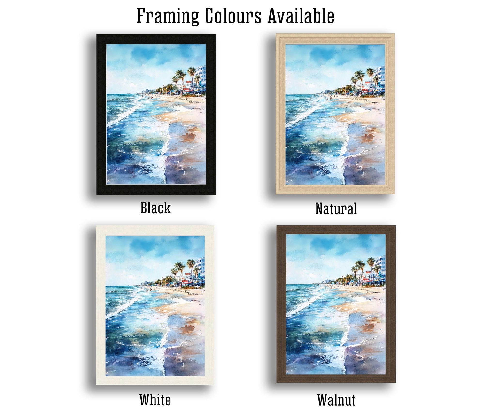 Galveston Beach Watercolor Painting Texas Coastal Art Galveston Poster Seascape Watercolor Beach Art Scenic Texas Decor