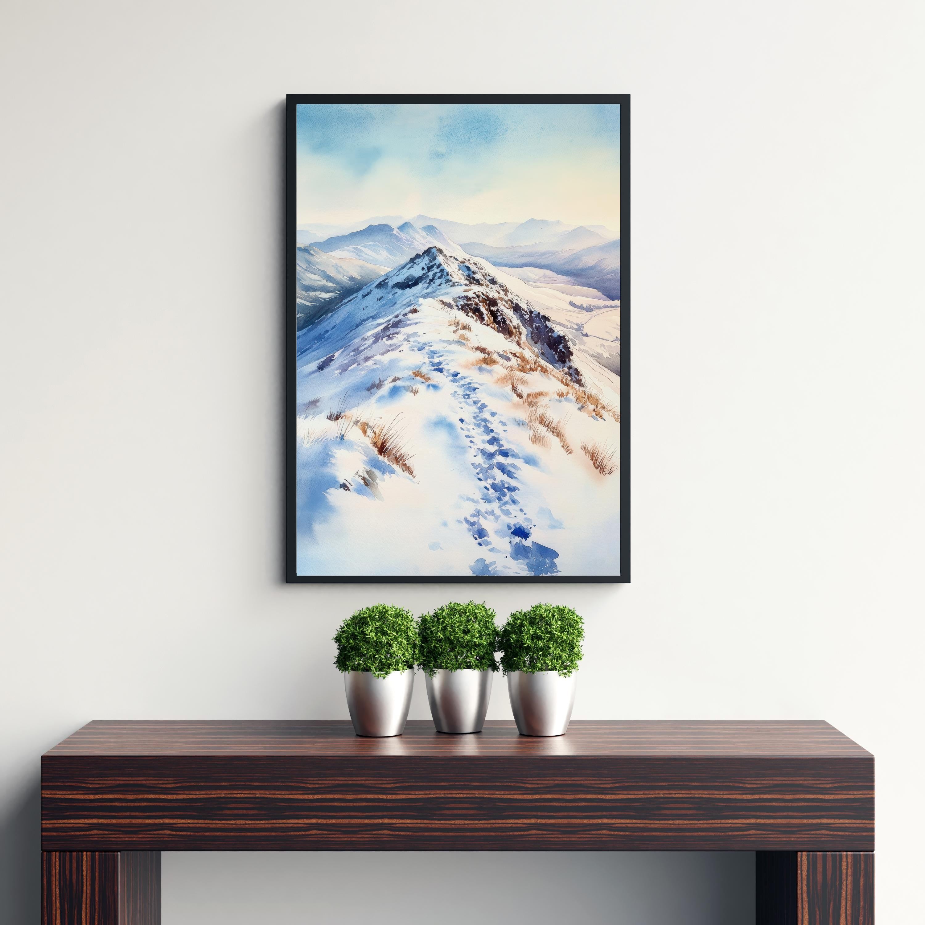 Cat Bells Watercolor Painting, Lake District Art, Cat Bells Mountain Print, Watercolor Landscape, Nature Wall Art, UK Travel Decor