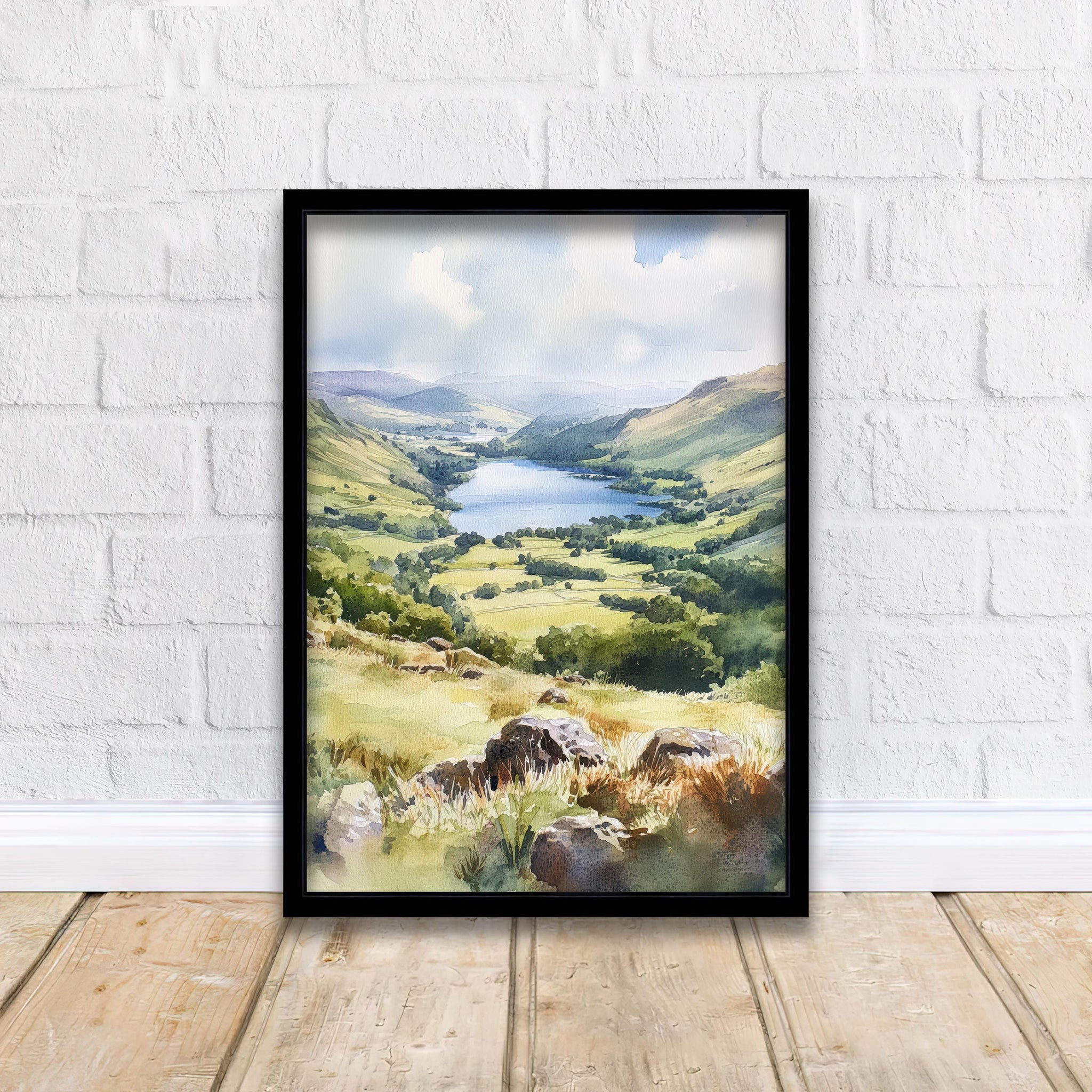 Cat Bells Watercolor Painting, Lake District Art, Cat Bells Mountain Poster, Watercolor Landscape, Nature Wall Art, UK Travel Decor