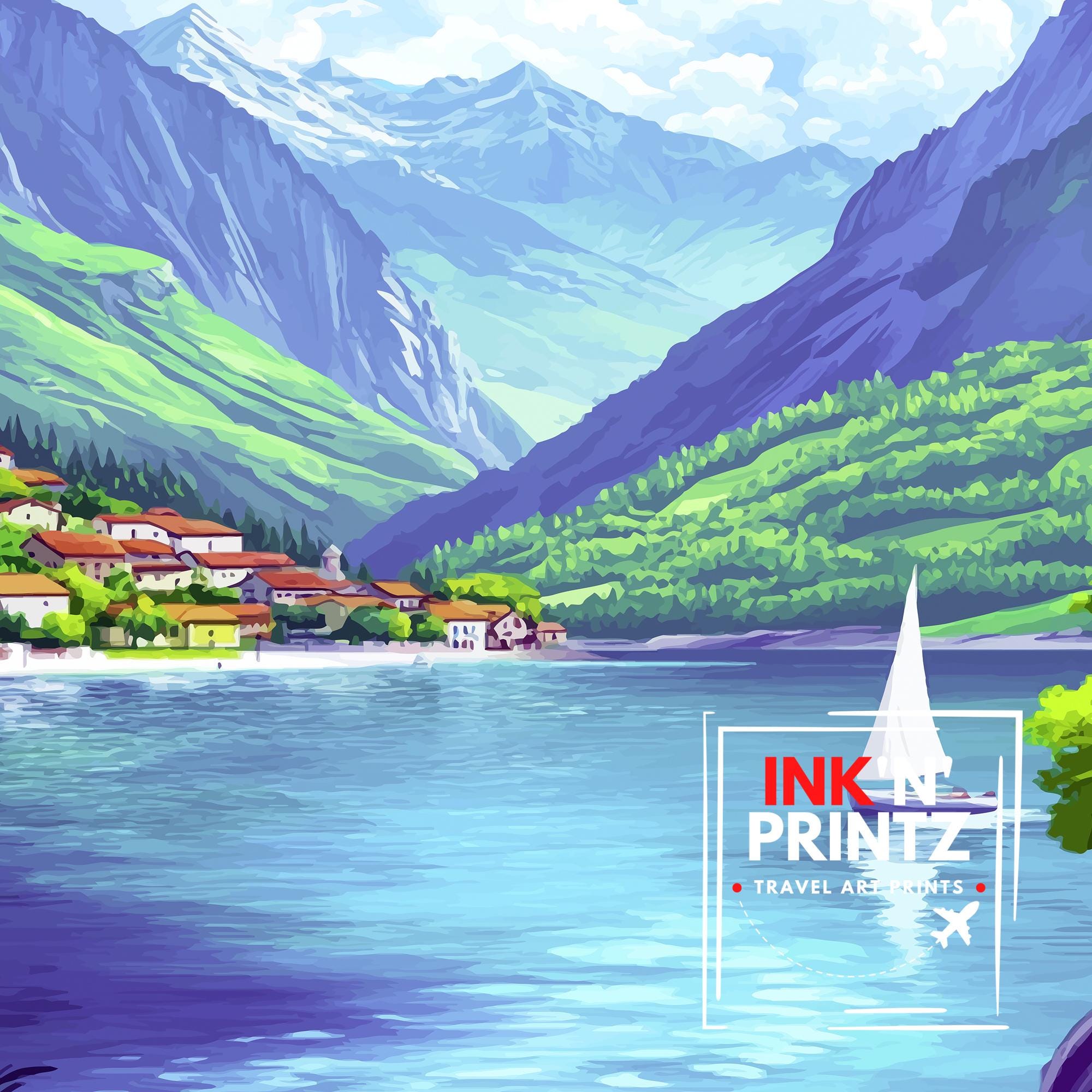Achen Lake Travel Poster Austria Landscape Art Achen See Print Scenic Austrian Lake Poster Nature Travel Decor
