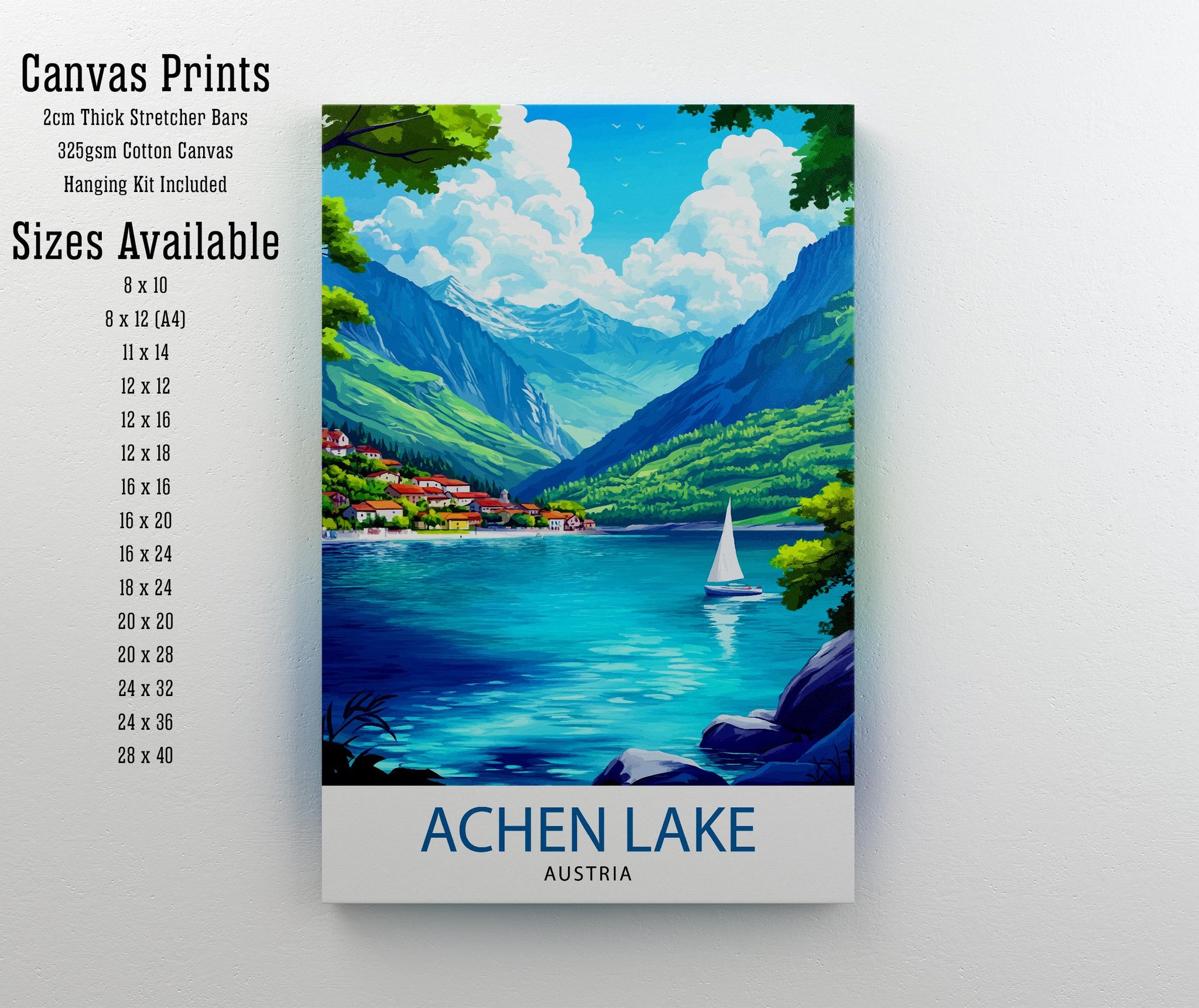 Achen Lake Travel Poster Austria Landscape Art Achen See Print Scenic Austrian Lake Poster Nature Travel Decor
