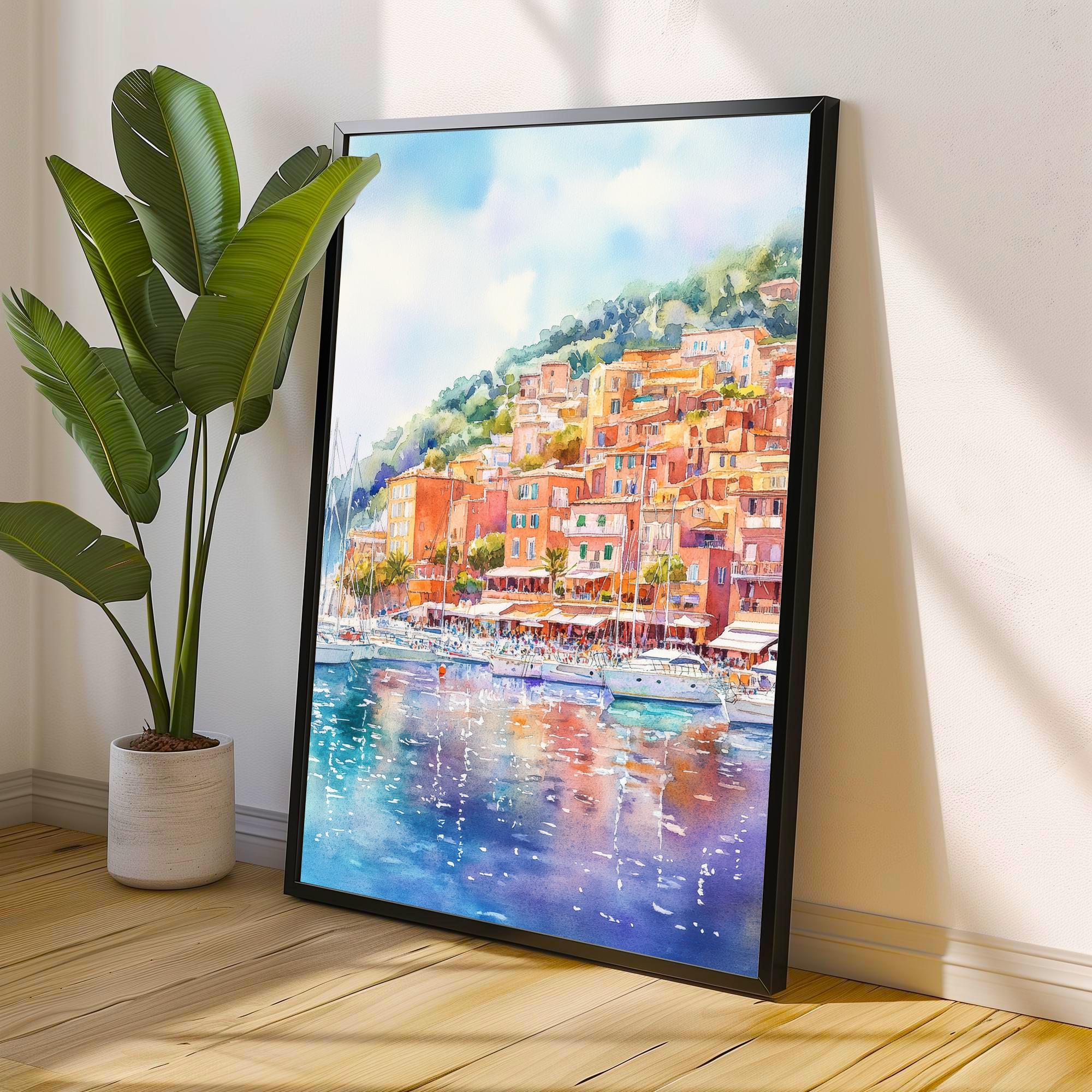 Villefranche sur Mer France Watercolor Painting French Riviera Art Watercolor Coastal Landscape Villefranche Print Mediterranean Wall Decor