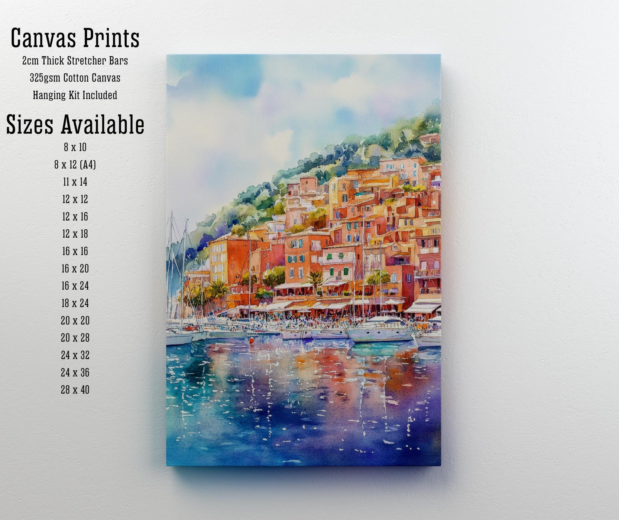 Villefranche sur Mer France Watercolor Painting French Riviera Art Watercolor Coastal Landscape Villefranche Print Mediterranean Wall Decor