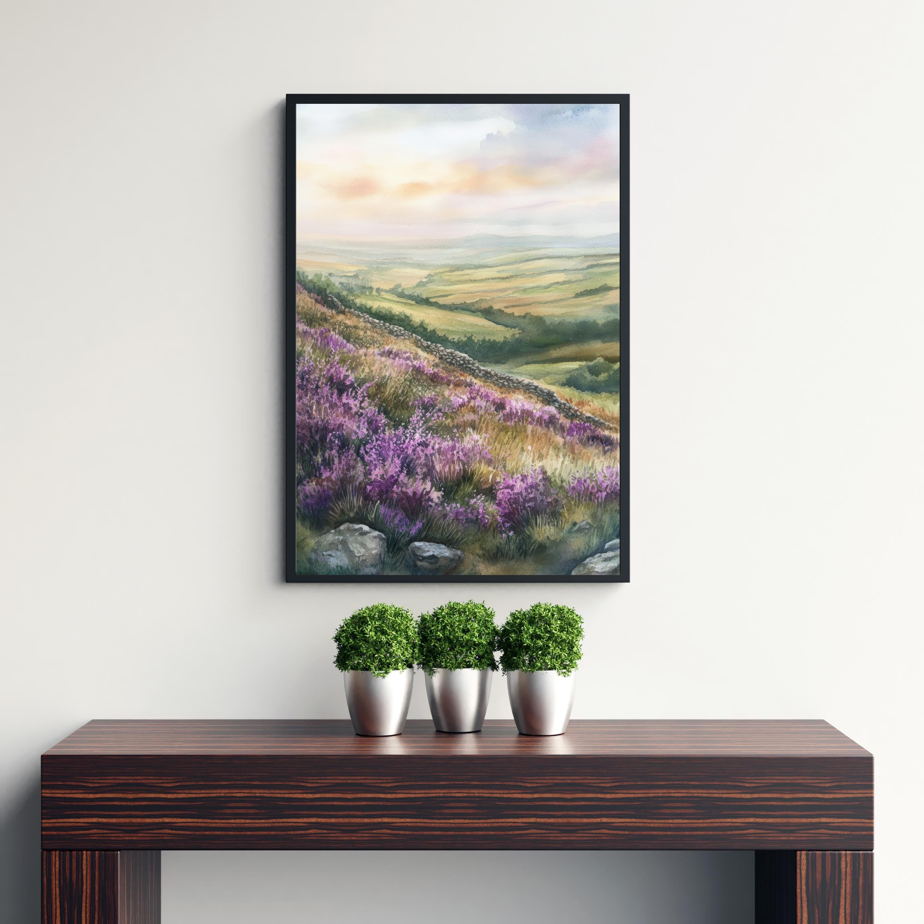 Peak District Watercolor Painting UK Landscape Art Watercolor Hills Peak District Print Nature Wall Decor Scenic Landscape Art