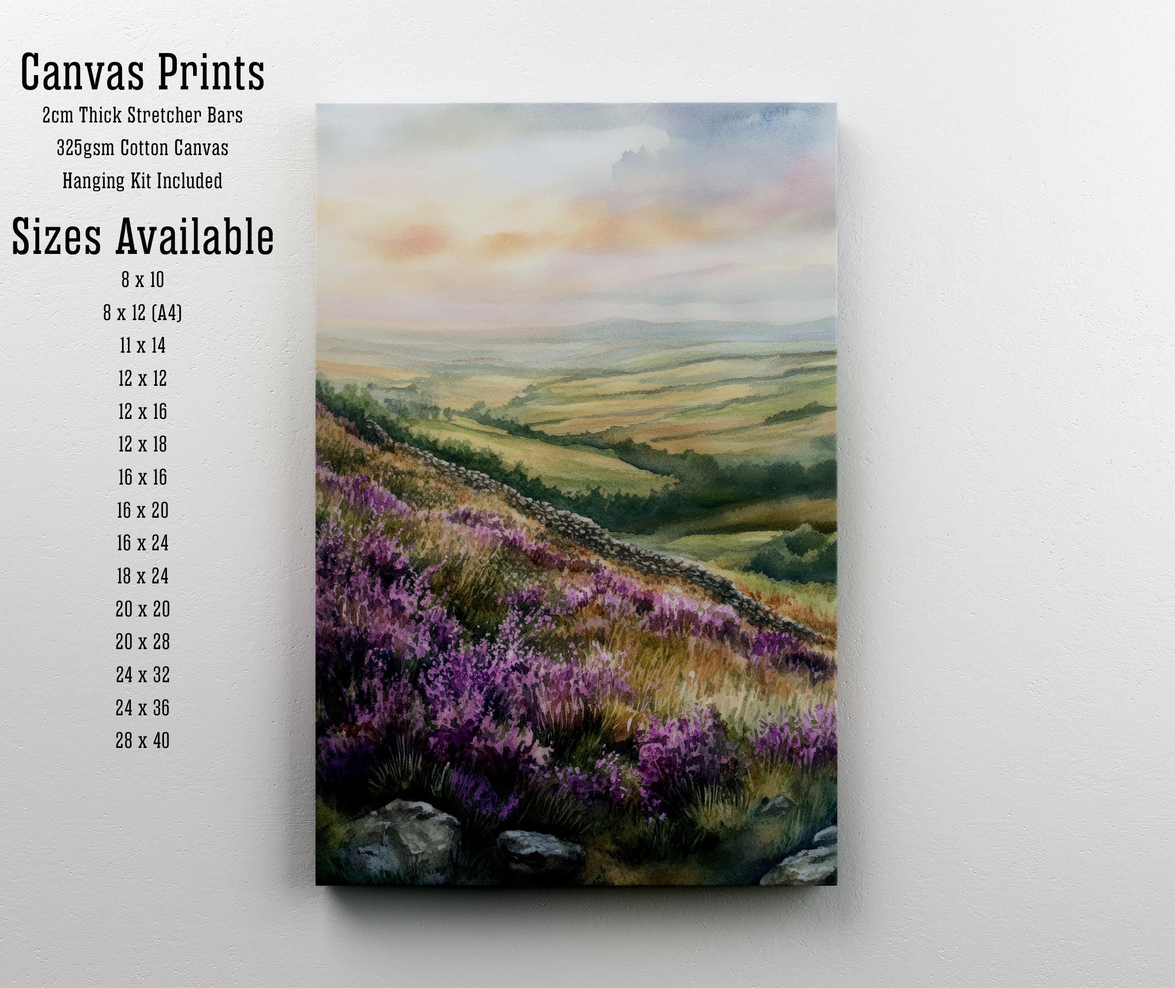 Peak District Watercolor Painting UK Landscape Art Watercolor Hills Peak District Print Nature Wall Decor Scenic Landscape Art