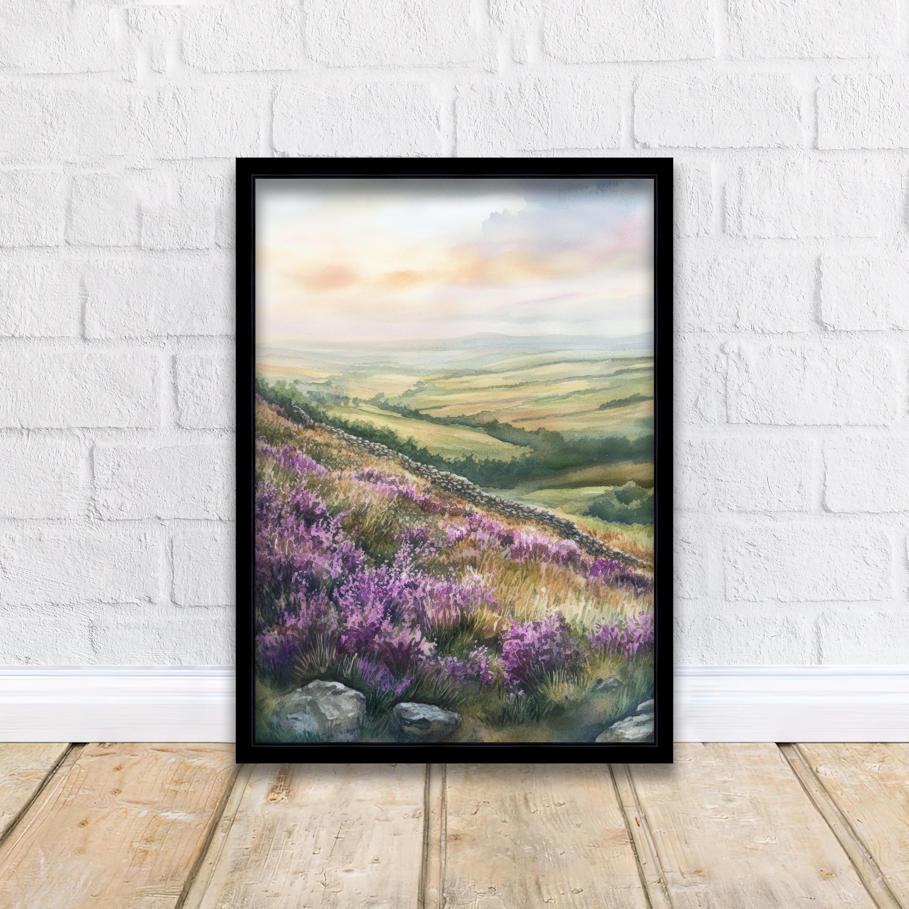 Peak District Watercolor Painting UK Landscape Art Watercolor Hills Peak District Print Nature Wall Decor Scenic Landscape Art