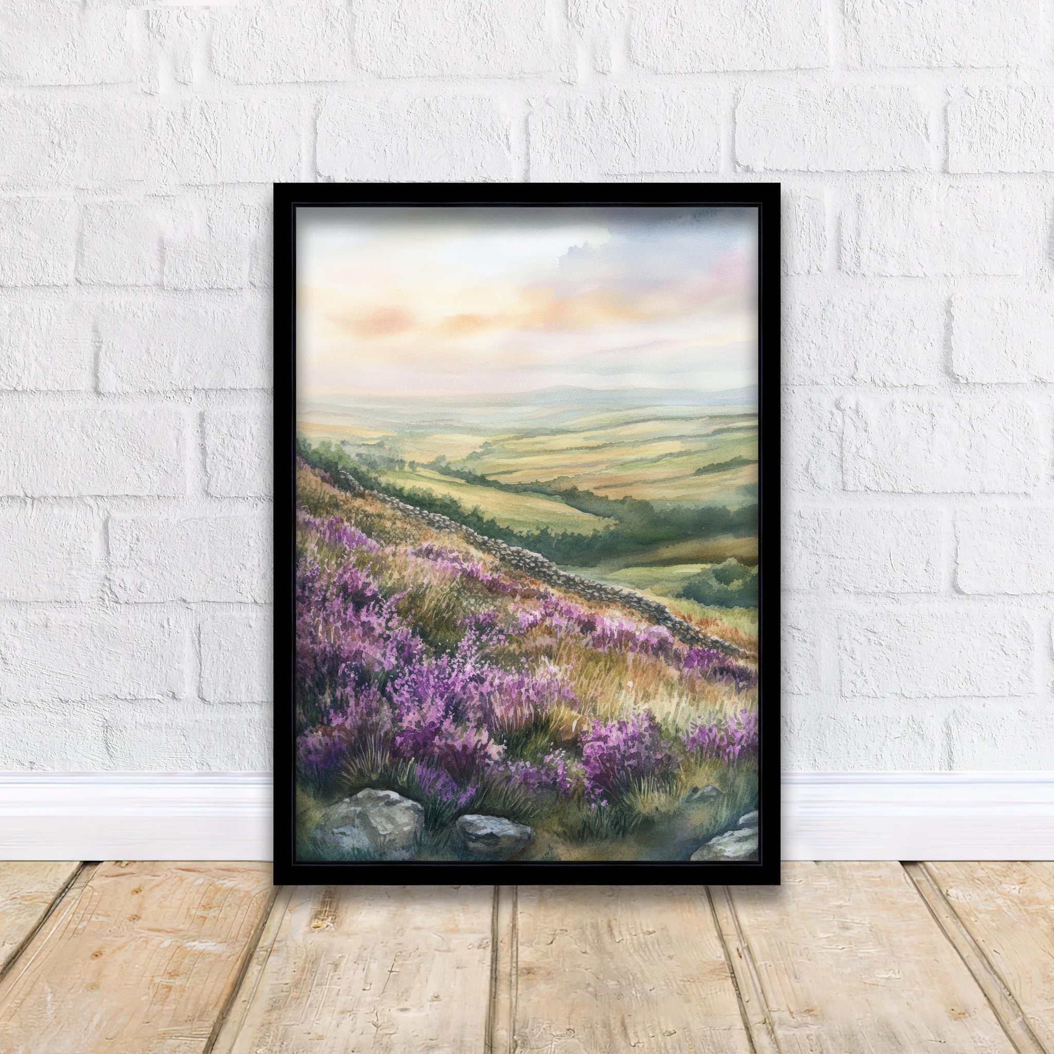 Peak District Watercolor Painting UK Landscape Art Watercolor Hills Peak District Print Nature Wall Decor Scenic Landscape Art
