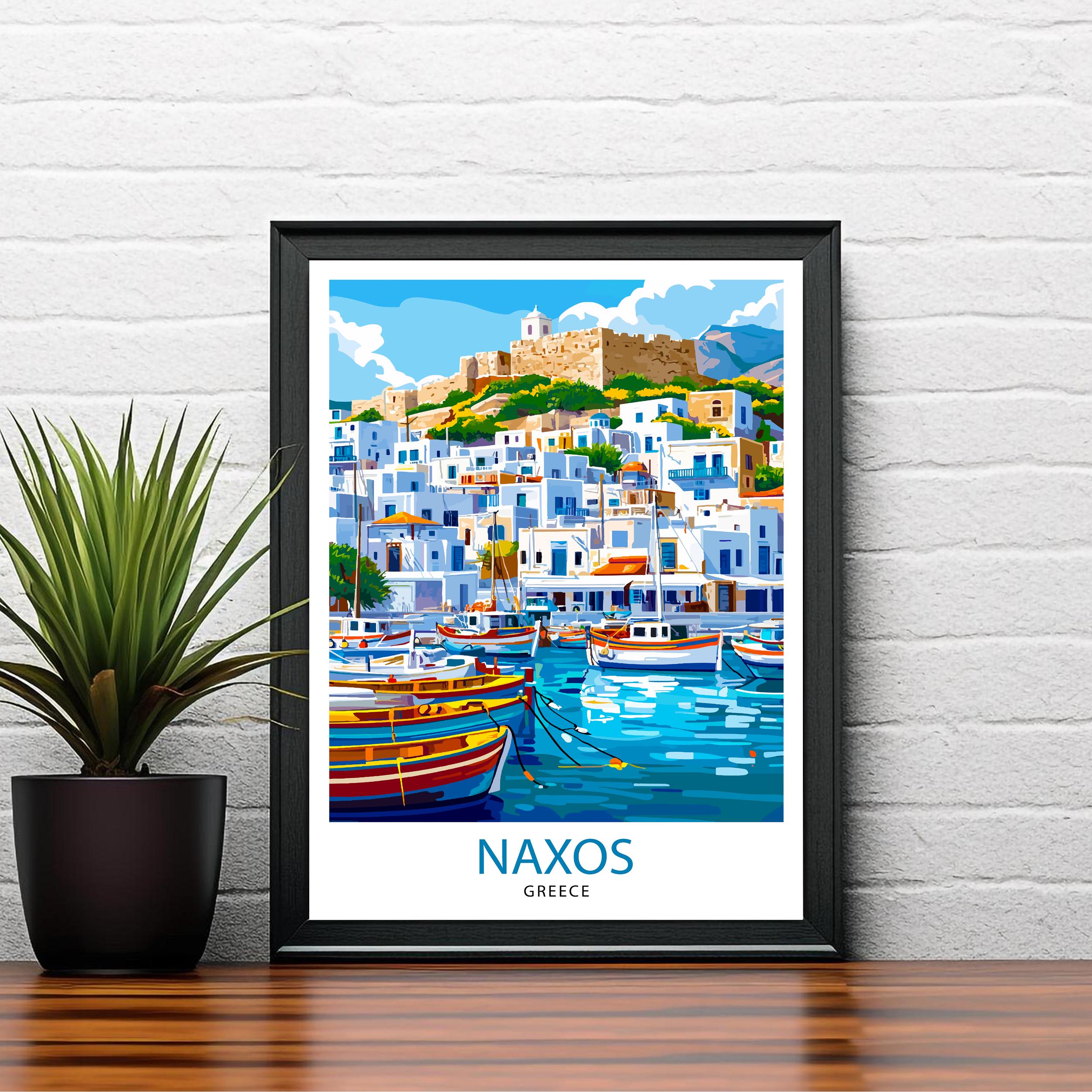 Naxos Travel Poster Greek Island Art Naxos Print Greece Travel Decor Greek Islands Poster Scenic Naxos Art