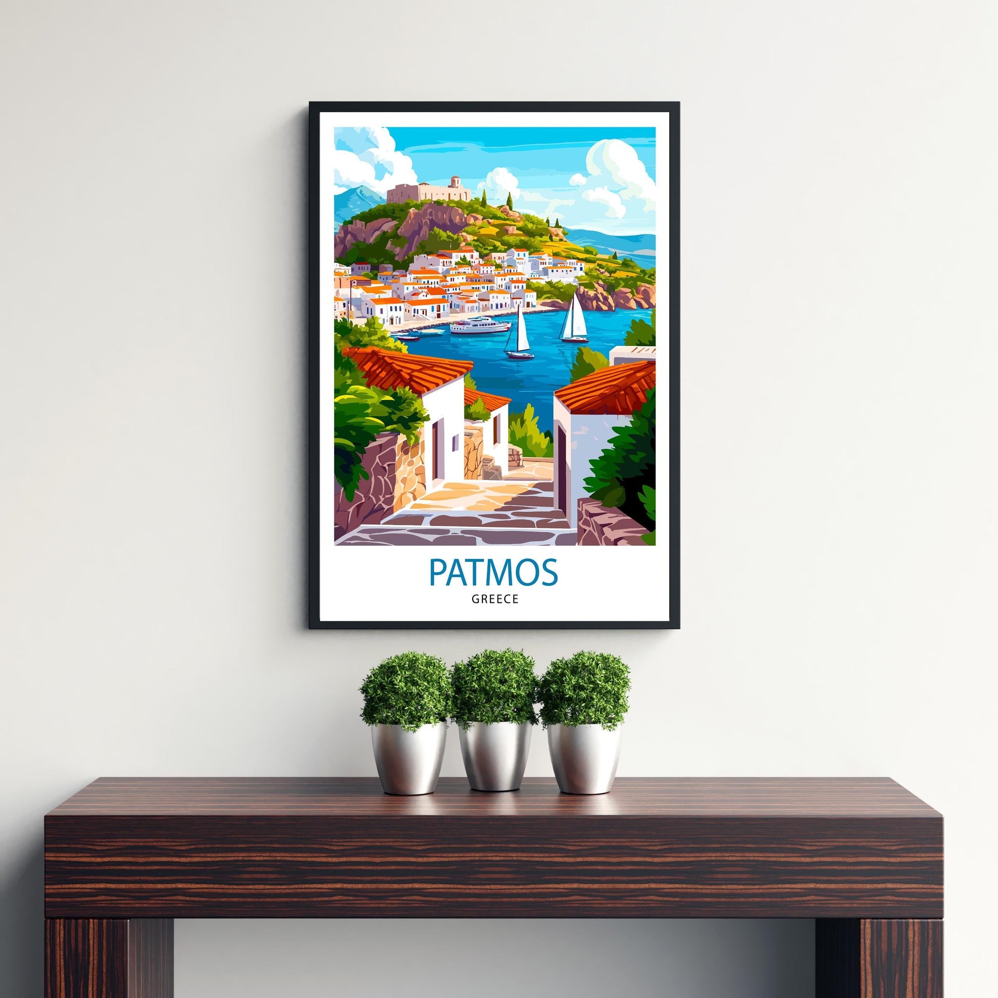 Patmos Greece Travel Poster Greek Island Art Patmos Print Greece Travel Decor Scenic Patmos Art Aegean Island Poster